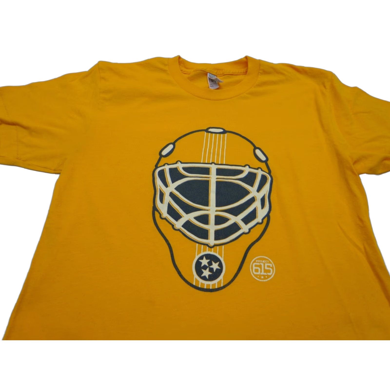 Vintage Project 615 HOCKEY MASK Yellow T-Shirt Size S Unisex Adults Short Sleeve Crew Neck Lightweight 50% Cotton Polyester Size US S / EU 44-46 / 1 - 1 Thumbnail