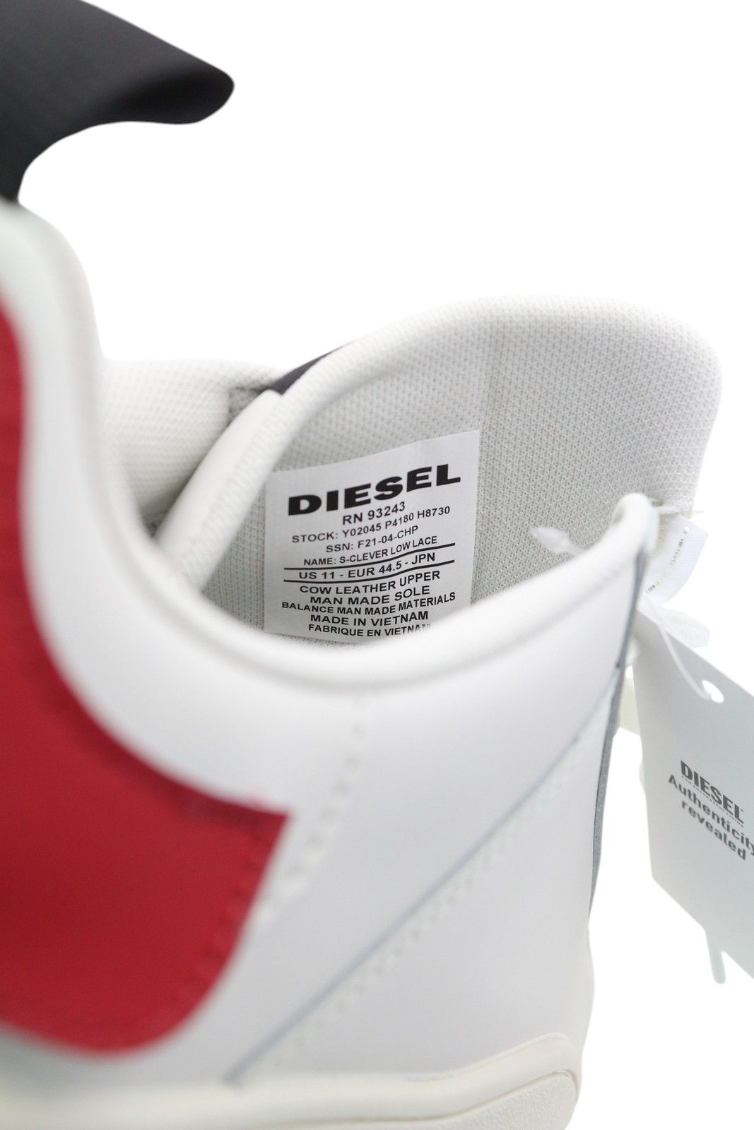 Diesel S-CLEVER LOW LACE EU44.5 White Red Leather 41561 Size US 11.5 / EU 44-45 - 9 Thumbnail
