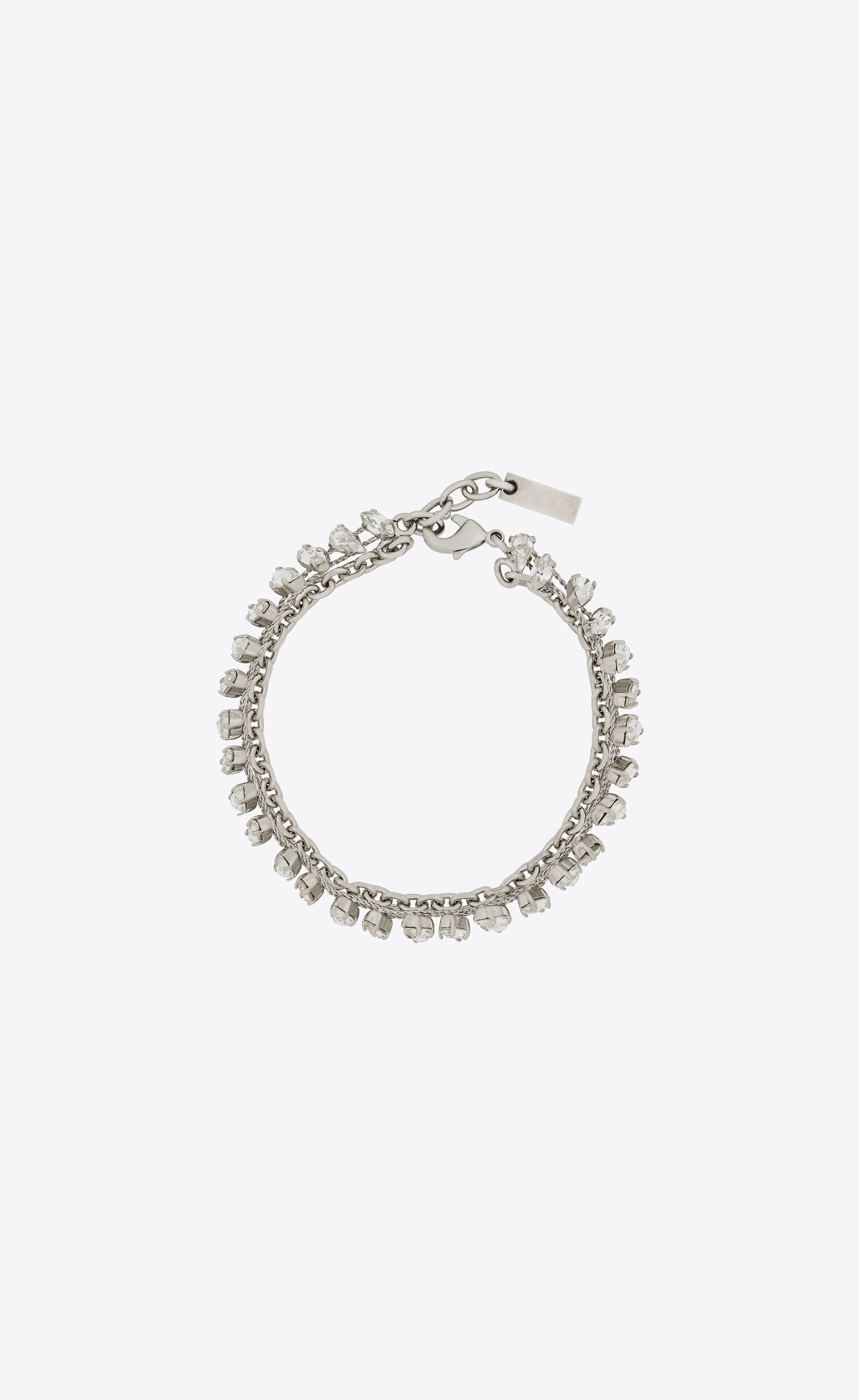 Saint Laurent Paris o1la1rc1a0325 Size: OS / 757592 Rhinestone Chain Bracelet Size ONE SIZE - 2 Thumbnail