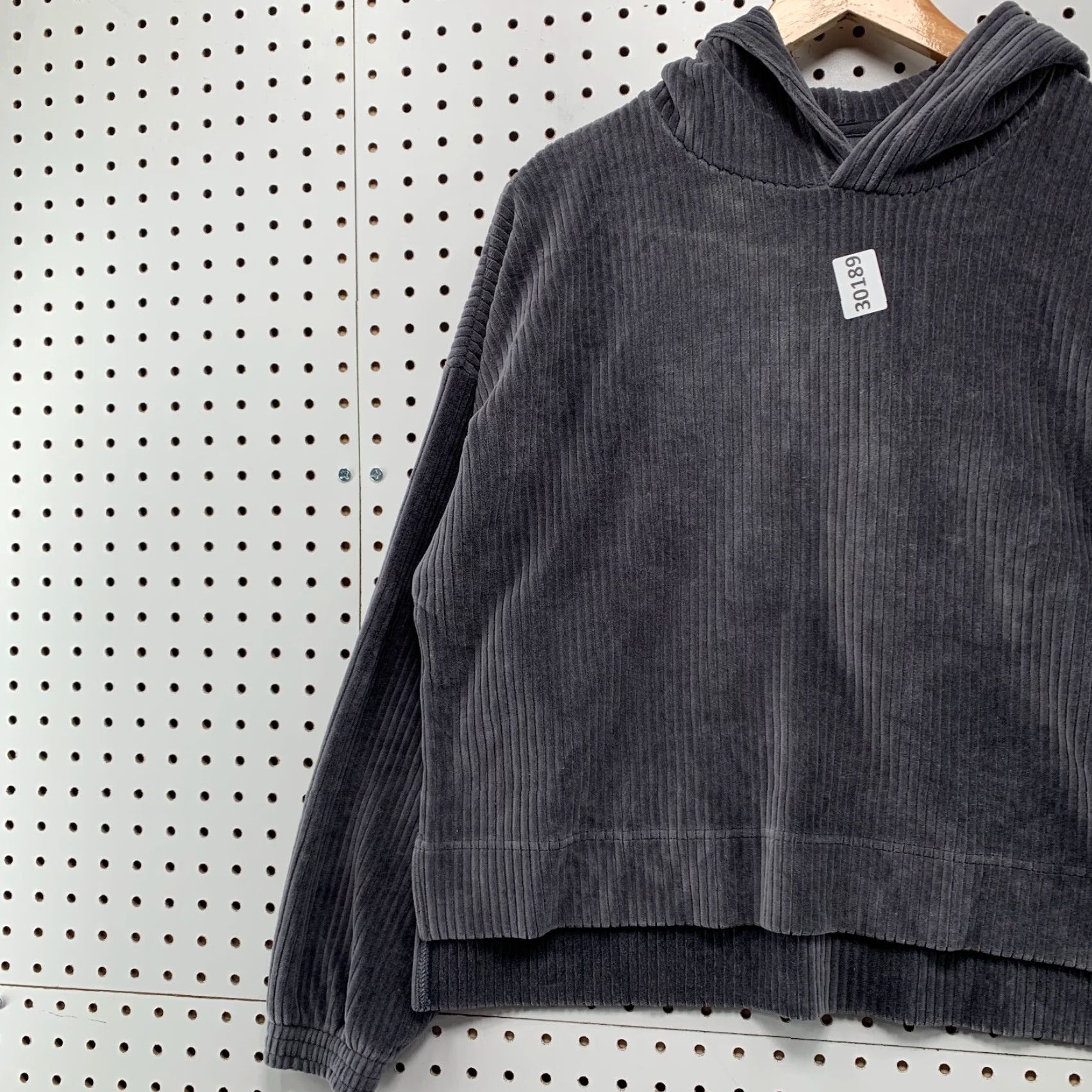 Vintage Aerie Corduroy Hoodie Sweatshirt Gray Womens Small Long Sleeve Pullover 24x22 Size S / US 4 / IT 40 - 3 Thumbnail