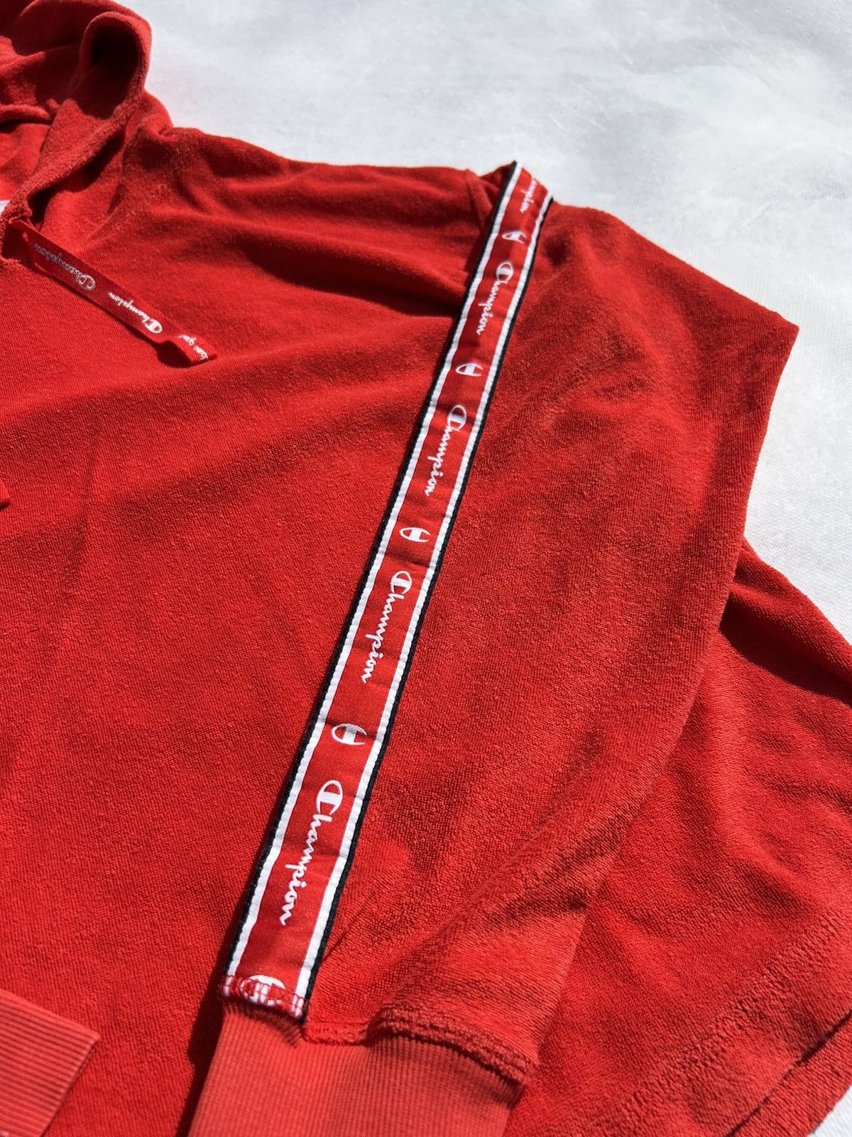 Champion Champion Women Flannel Red Hoodie Logo Tape Sleeves Size XXL Size XXL / US 16-18 / IT 52-54 - 6 Thumbnail