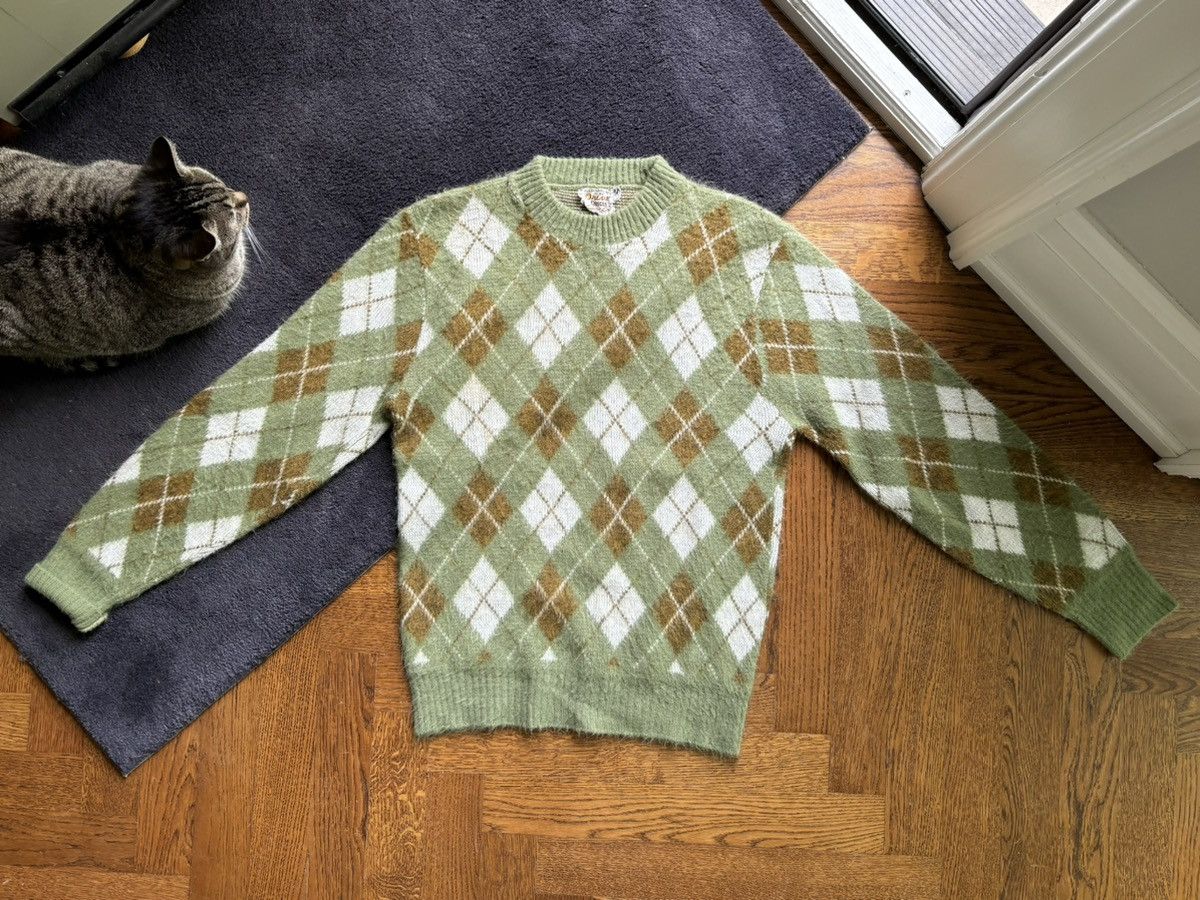 Japanese Brand × Vintage 1960s Argyle Sweater True Vintage Mohair Shag ACNE Crewneck Size US M / EU 48-50 / 2 - 14 Thumbnail