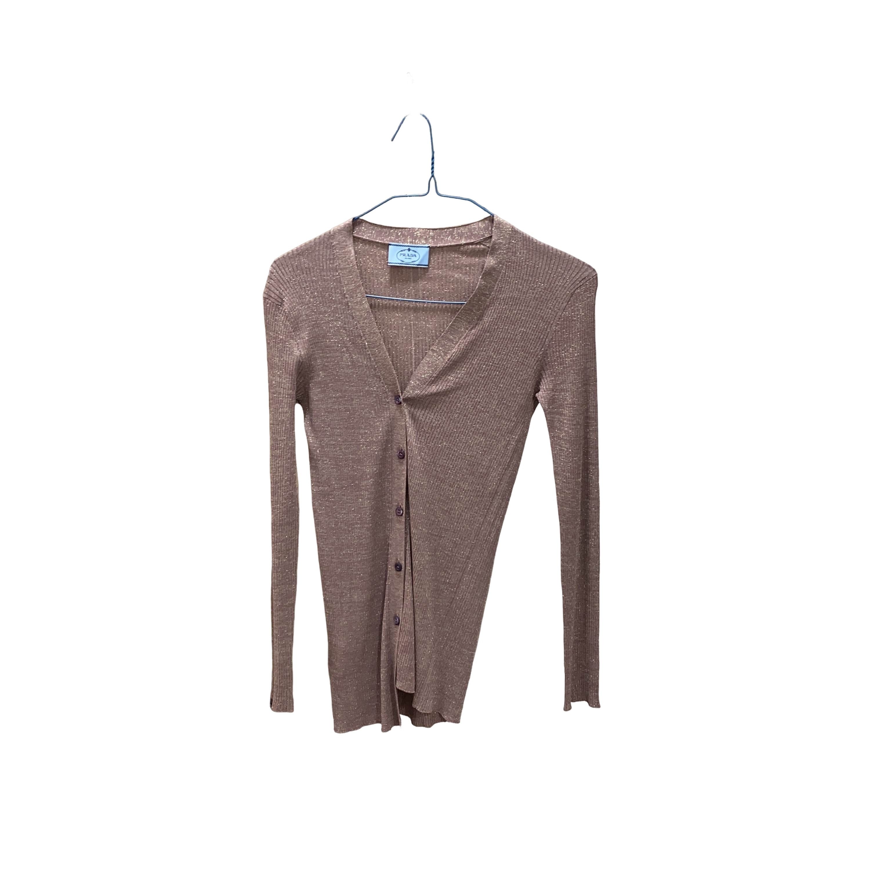 Prada Prada Metallic Ribbed Cardigan Size 42 | Grailed