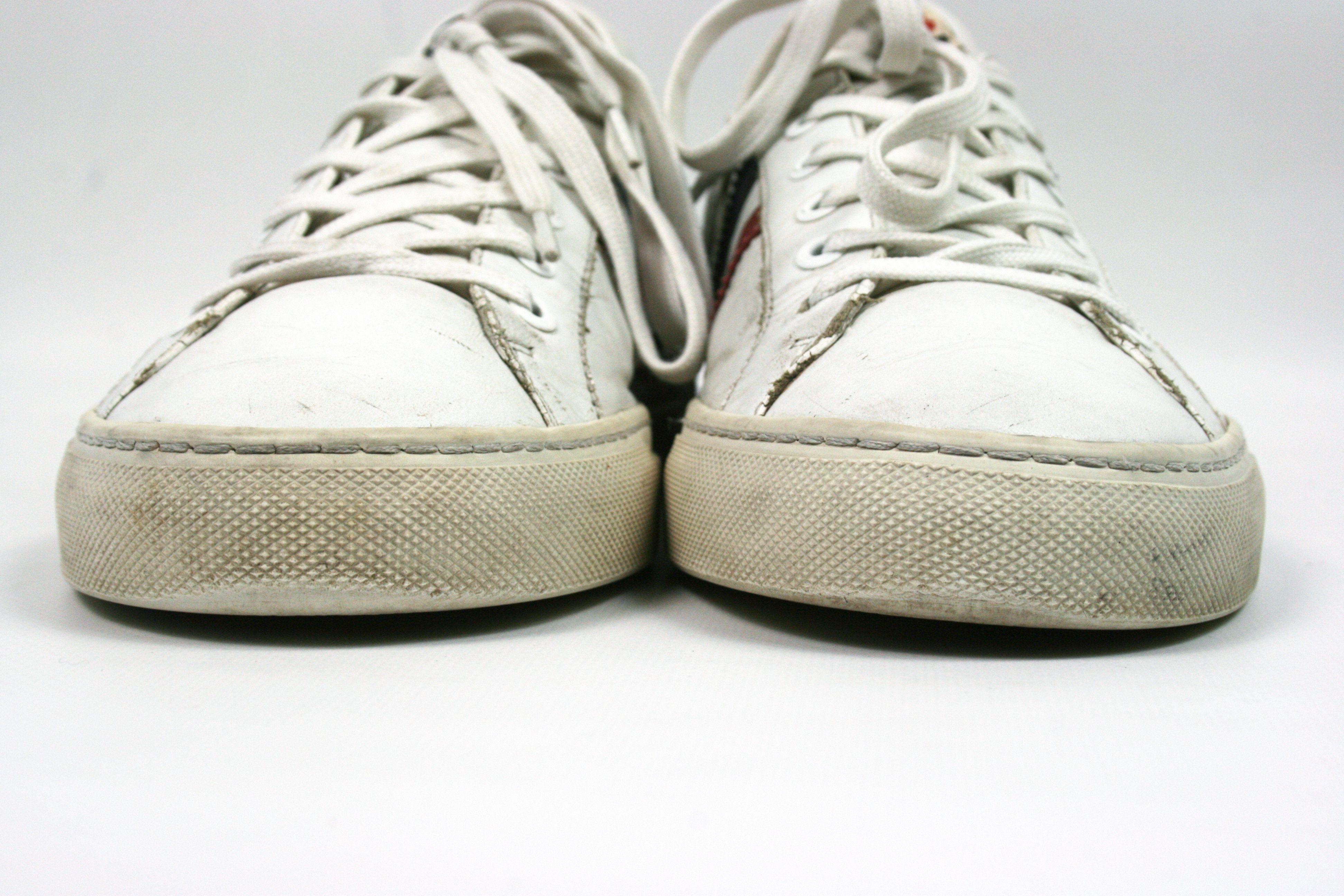 Moncler Distressed "New Leni" Low Leather Sneakers Size US 9 / IT 39 - 3 Thumbnail