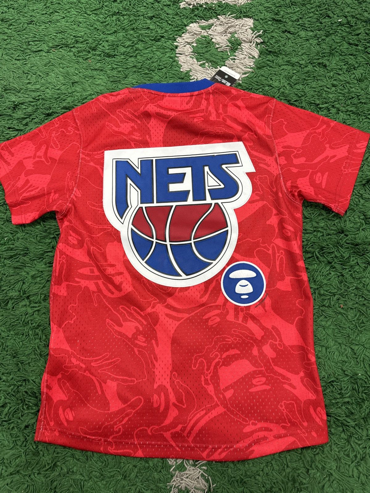 image of Aape Jersey Shirt Nets Red Blue in Red/Blue, Men's (Size Small)