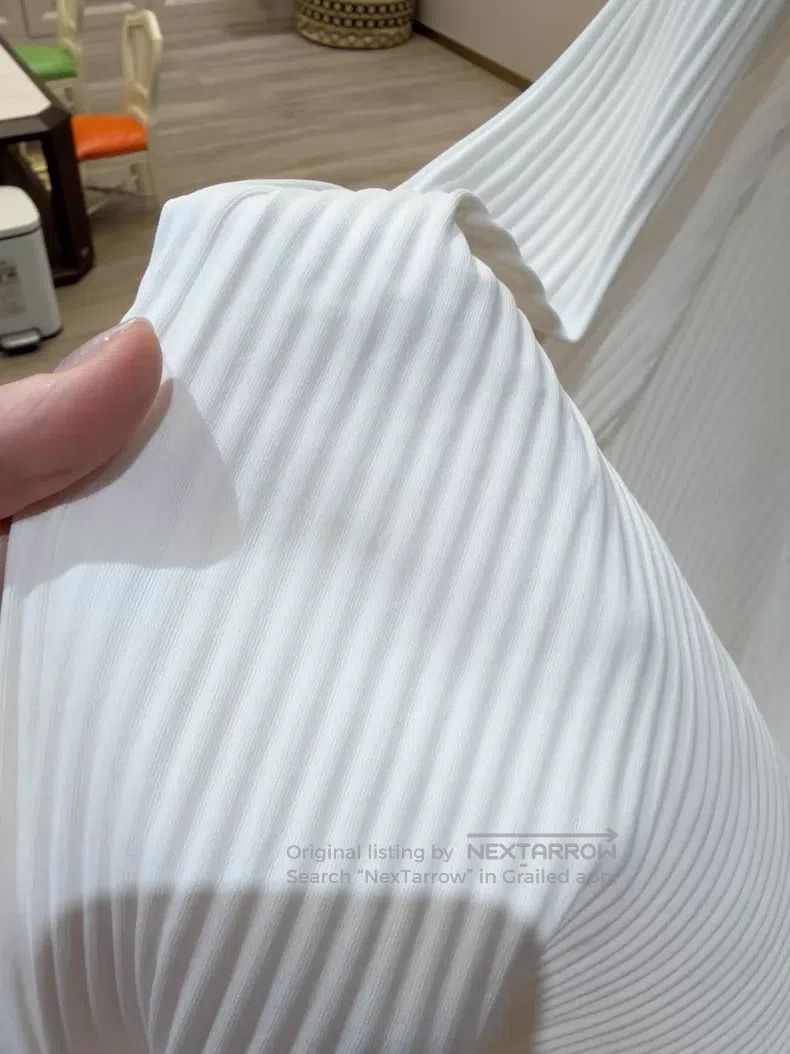 Issey Miyake Issey Miyake size:one size White Ruched Midi Skirt Size 42" / US 20 - 4 Thumbnail