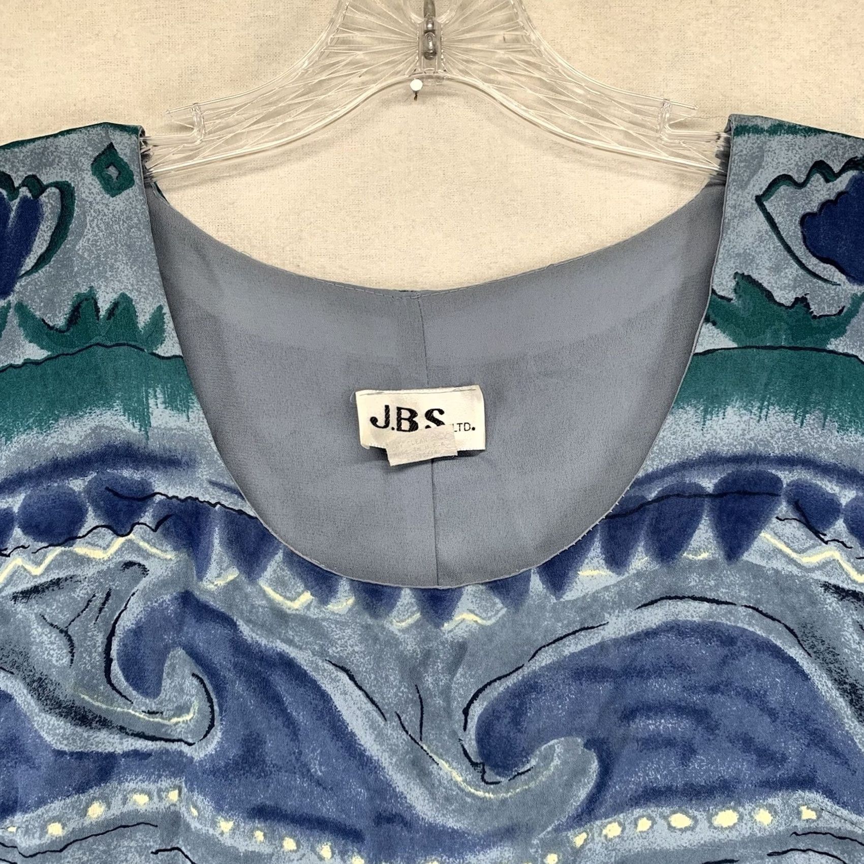 VIBE VINTAGE JBS Maxi Dress Size 6 Blue Beach Vibes Waves Art Print String Belt Women 80s 90s Size M / US 6-8 / IT 42-44 - 5 Thumbnail