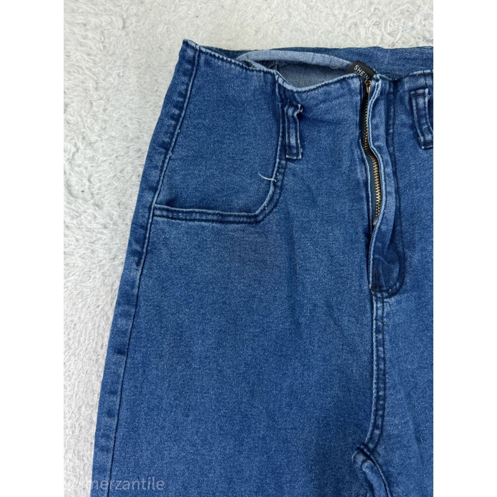 Shein SHEIN Jeans Shirt Womens Small Blue Denim Flared High Rise 27 Inseam 5-Pocket Polyester Blend Size 28" / US 6 / IT 42 - 5 Thumbnail