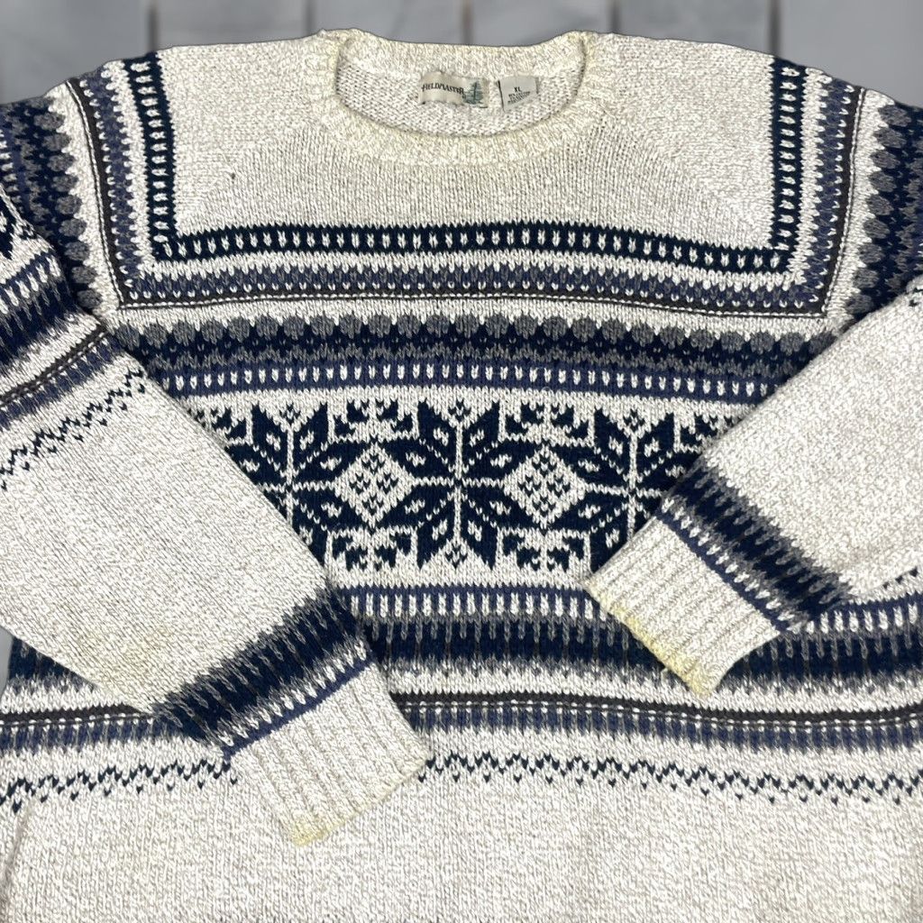 Vintage VINTAGE Fieldmaster Sweater Adult XL Gray Knit Crew Neck 80s 90s USA Pullover Distressed Size US XL / EU 56 / 4 - 1 Thumbnail
