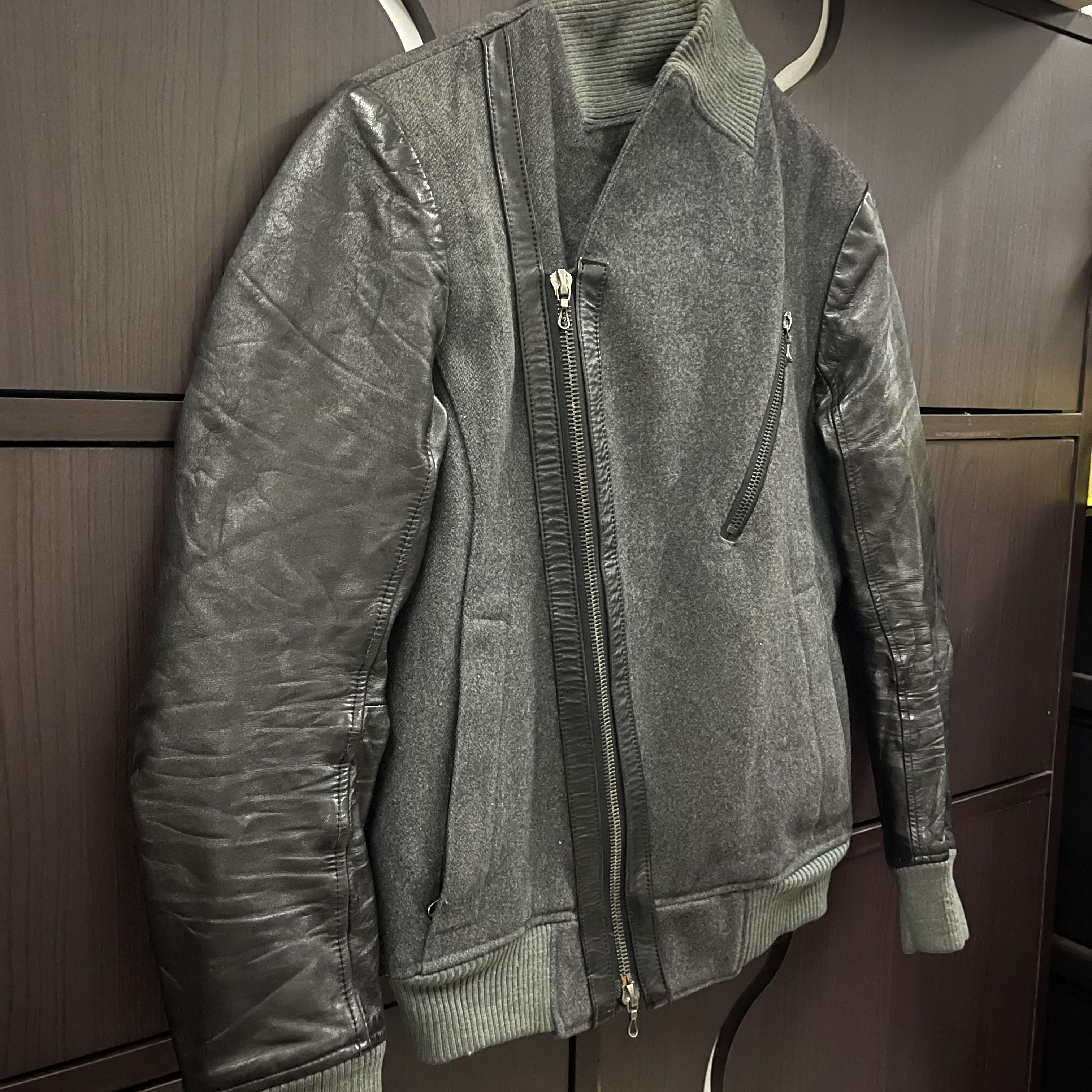 14th Addiction Shellac Wool Horse Sleeve Leather Bikers Jacket Size US S / EU 44-46 / 1 - 3 Thumbnail