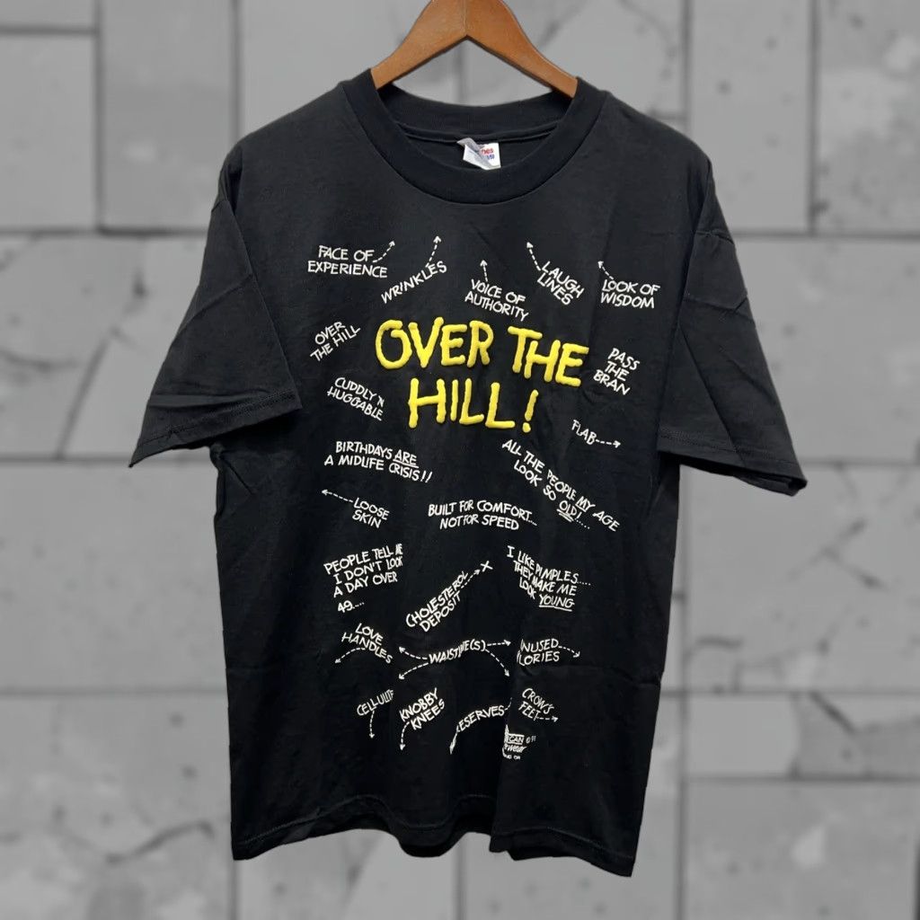 Hanes VINTAGE Hanes Heavy Weight Black T-Shirt Mens L Over The Hill! Size US L / EU 52-54 / 3 - 1 Thumbnail