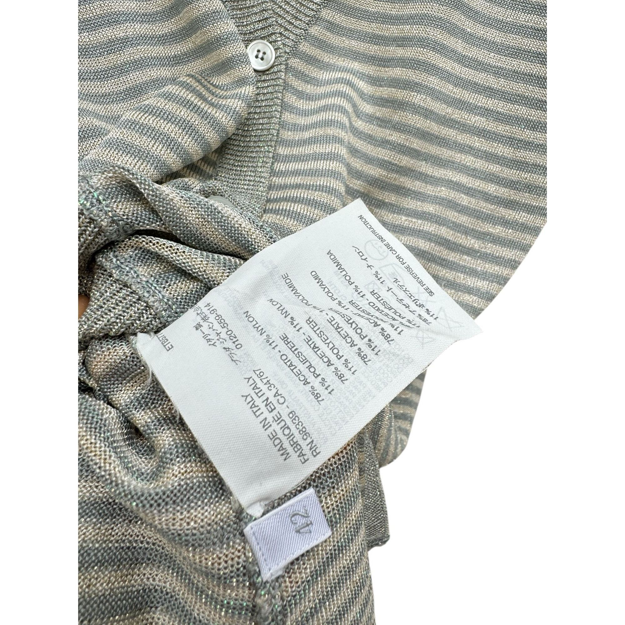 Miu Miu Grey Striped Shiny Cardigan Size M / US 6-8 / IT 42-44 - 6 Thumbnail
