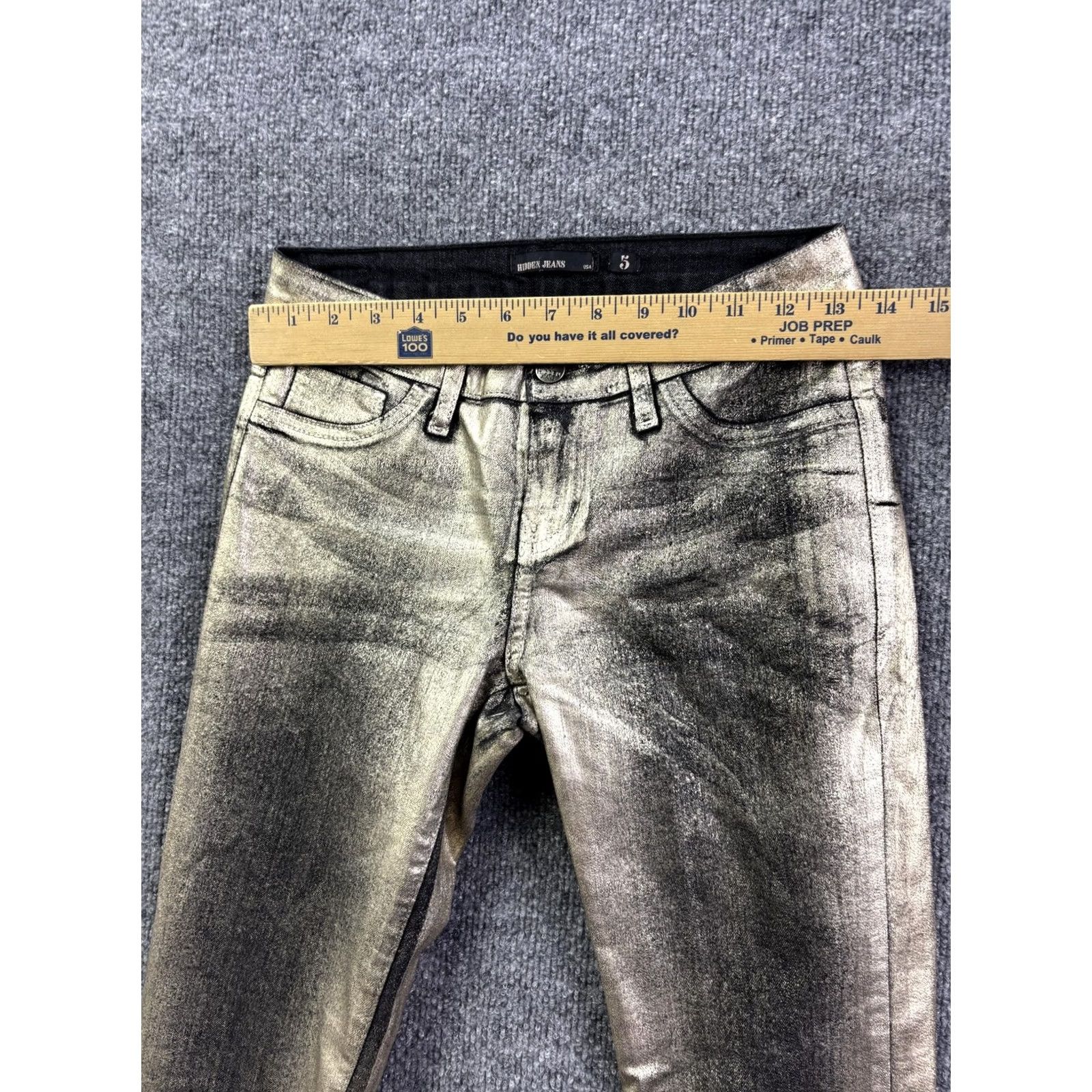 Vintage Hidden Jeans Gold Metallic Skinny Jeans Juniors 5/29 Womens Slim Mid Rise 29x29 Stretch Denim Size 27" / US 4 / IT 40 - 3 Thumbnail