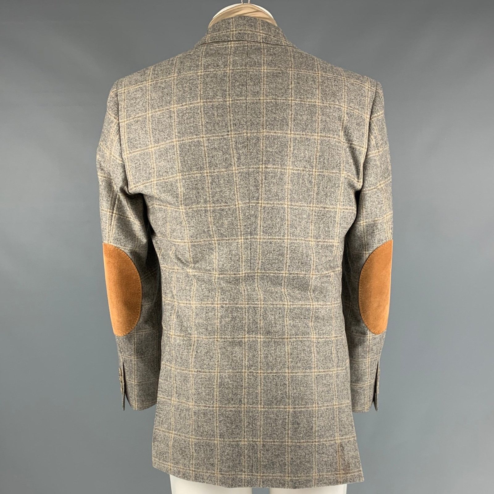 Brooks Brothers BROOKS BROTHERS Size 40 Grey Tan Plaid Wool Cashmere Jacket Size US M / EU 48-50 / 2 - 4 Thumbnail