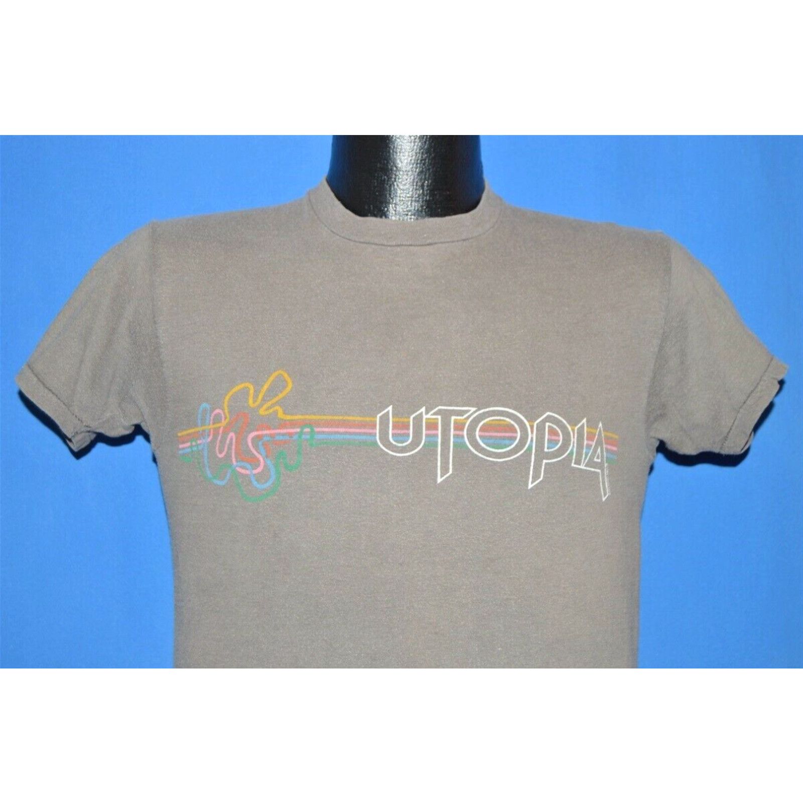 Image of Vintage 80's Utopia Todd Rundgren Swing To The Right Tour Gray T-Shirt Small S in White, Men's