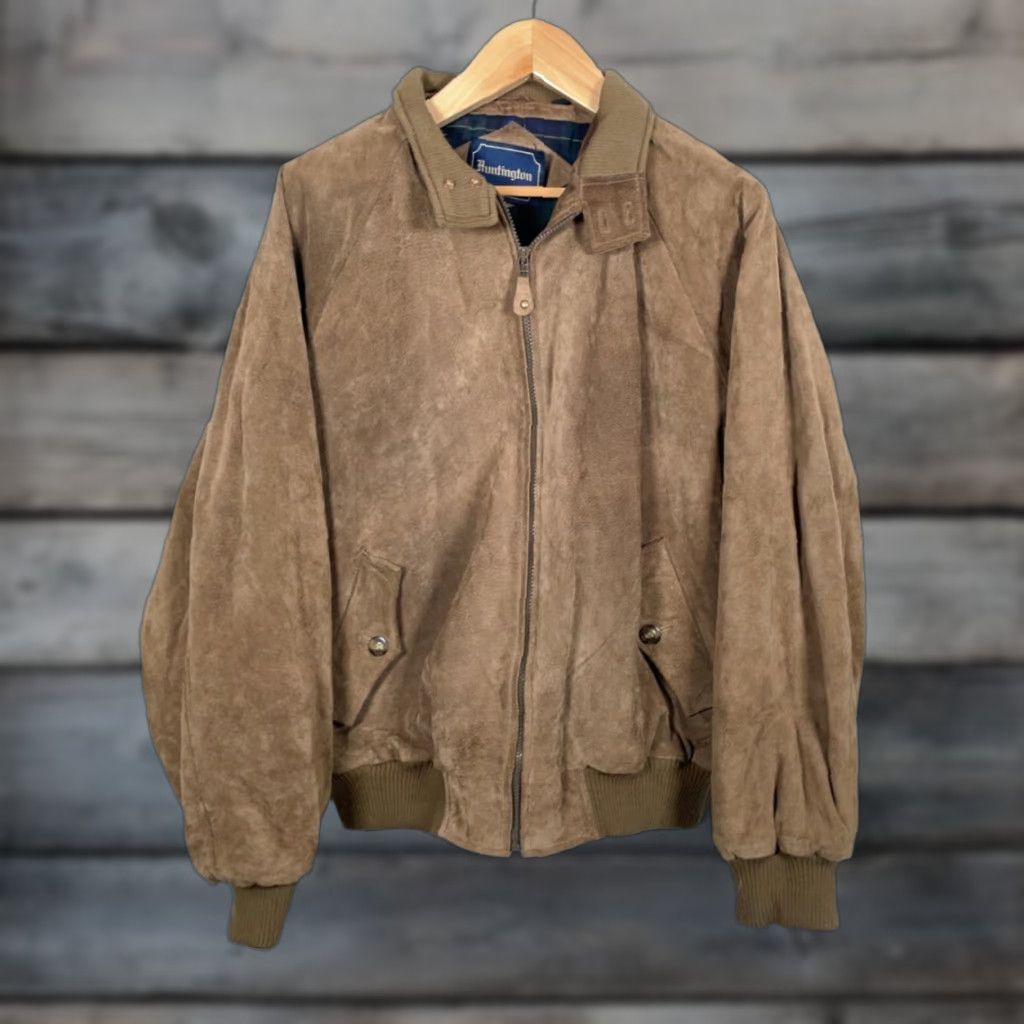 Vintage VINTAGE Huntington Bomber Jacket Leather Men's XL Brown Tartan Plaid Lining 90s Retro Classic Size US XL / EU 56 / 4 - 1 Thumbnail