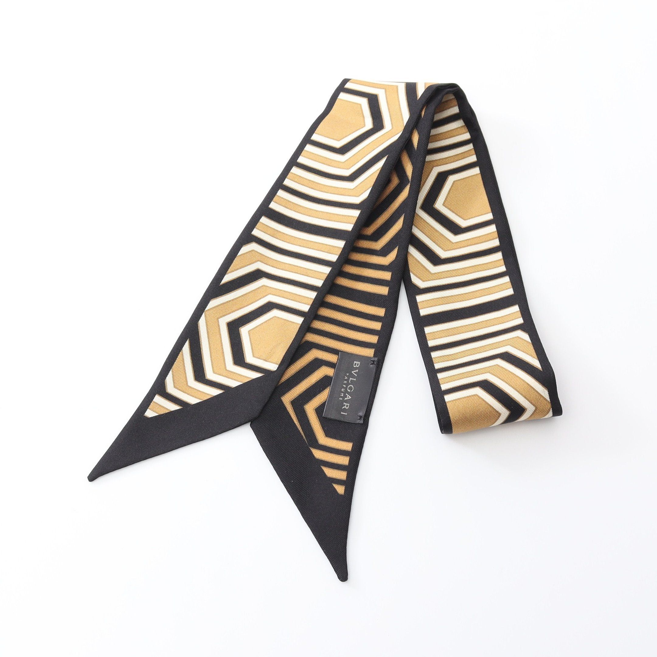 Bvlgari Bvlgari Ribbon Scarf Silk Black Yellow Brown Size ONE SIZE - 1 Thumbnail