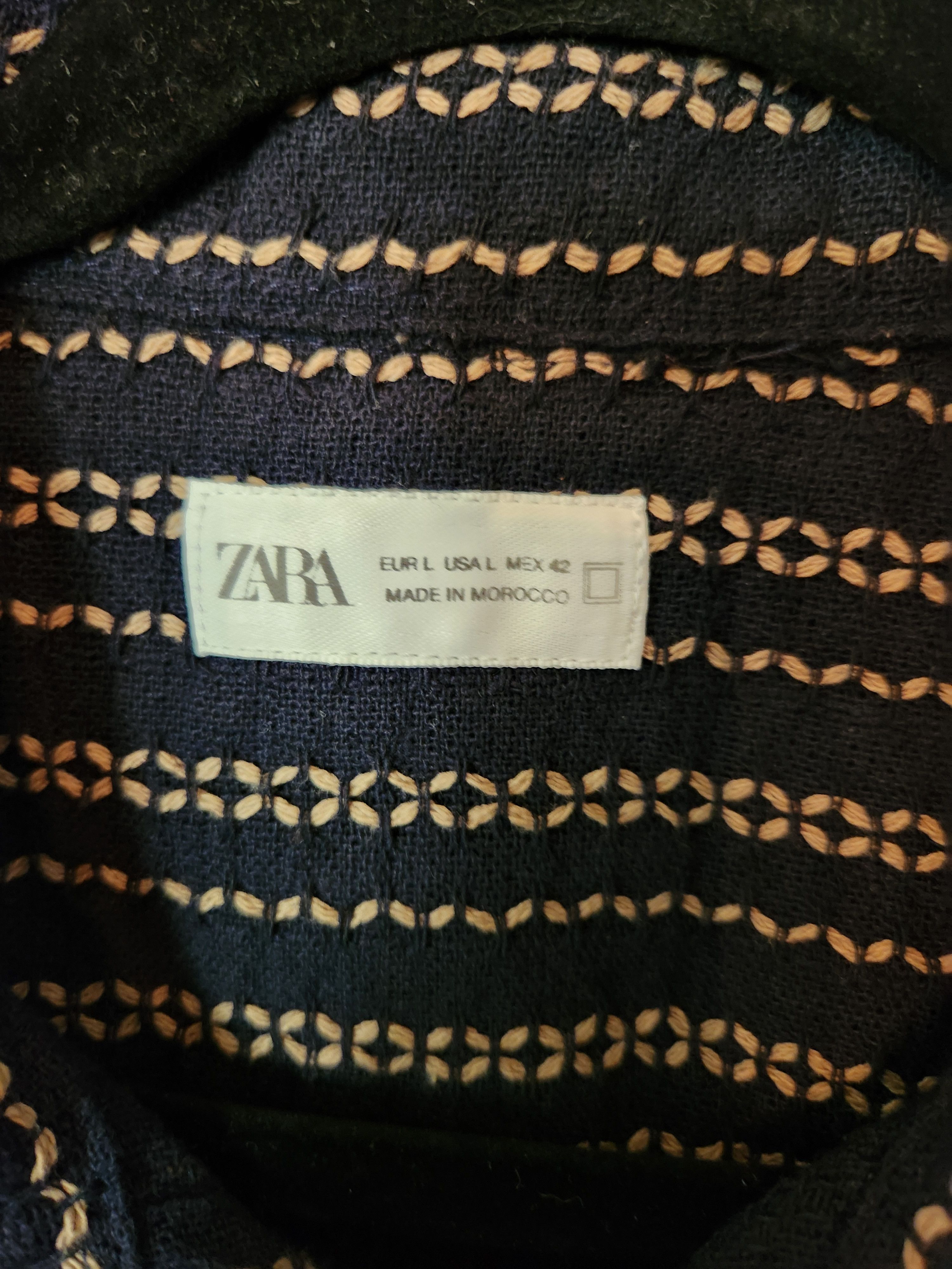 Zara Crochet Knit Cotton Blend Black and Gold Short Sleeve Shirt Size US L / EU 52-54 / 3 - 3 Thumbnail