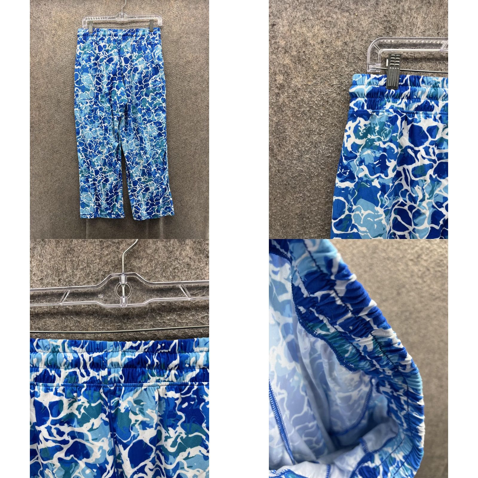 Vintage Reel Legends Sweatpants Womens PS Petite Blue Camo Drawstring Beach Wide Leg Pants Size 28" / US 6 / IT 42 - 8 Thumbnail