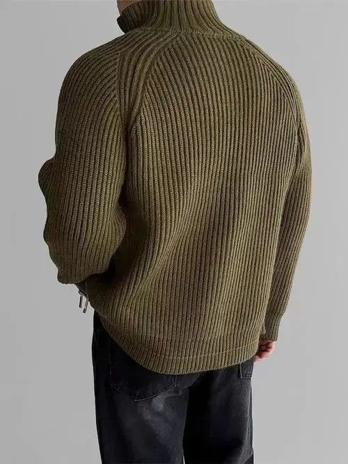 Other Vintage Green Double Zipper Knit Stand-Up L Jacket Coat Size US L / EU 52-54 / 3 - 3 Thumbnail