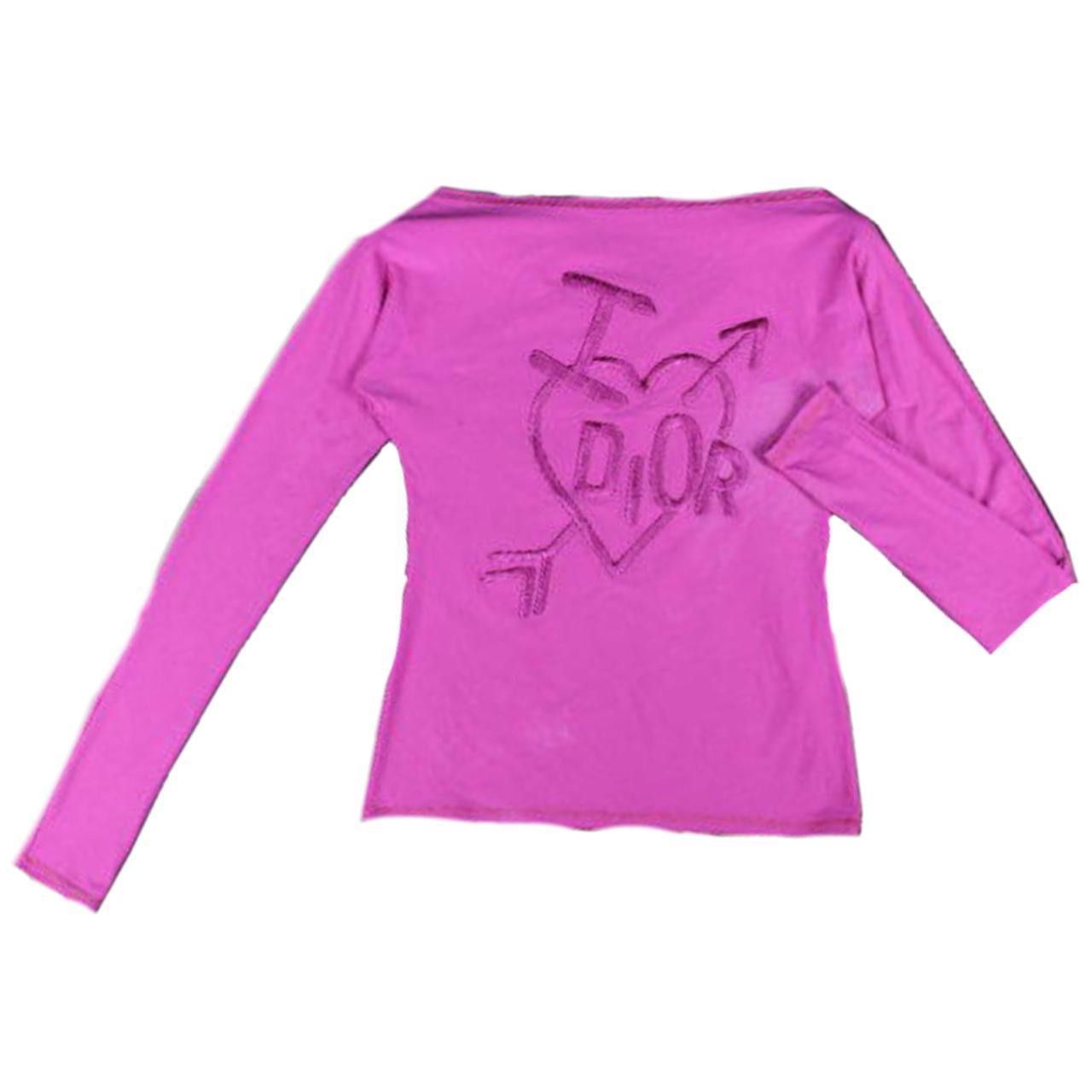 Christian Dior Monsieur Christian Dior I Love Dior Boat Neck LS Pink Top Size XS / US 0-2 / IT 36-38 - 1 Thumbnail