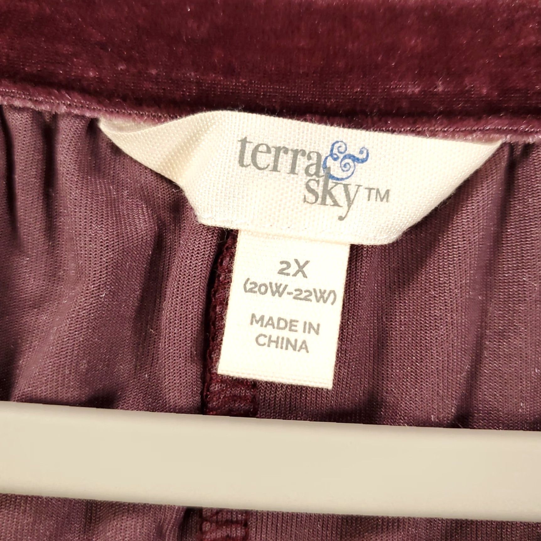 Vintage Terra & Sky Velour Dress 2X Burgundy Red Knee Length A-Line Long Sleeve NWT Womens Plus Size Size XXL / US 16-18 / IT 52-54 - 5 Thumbnail