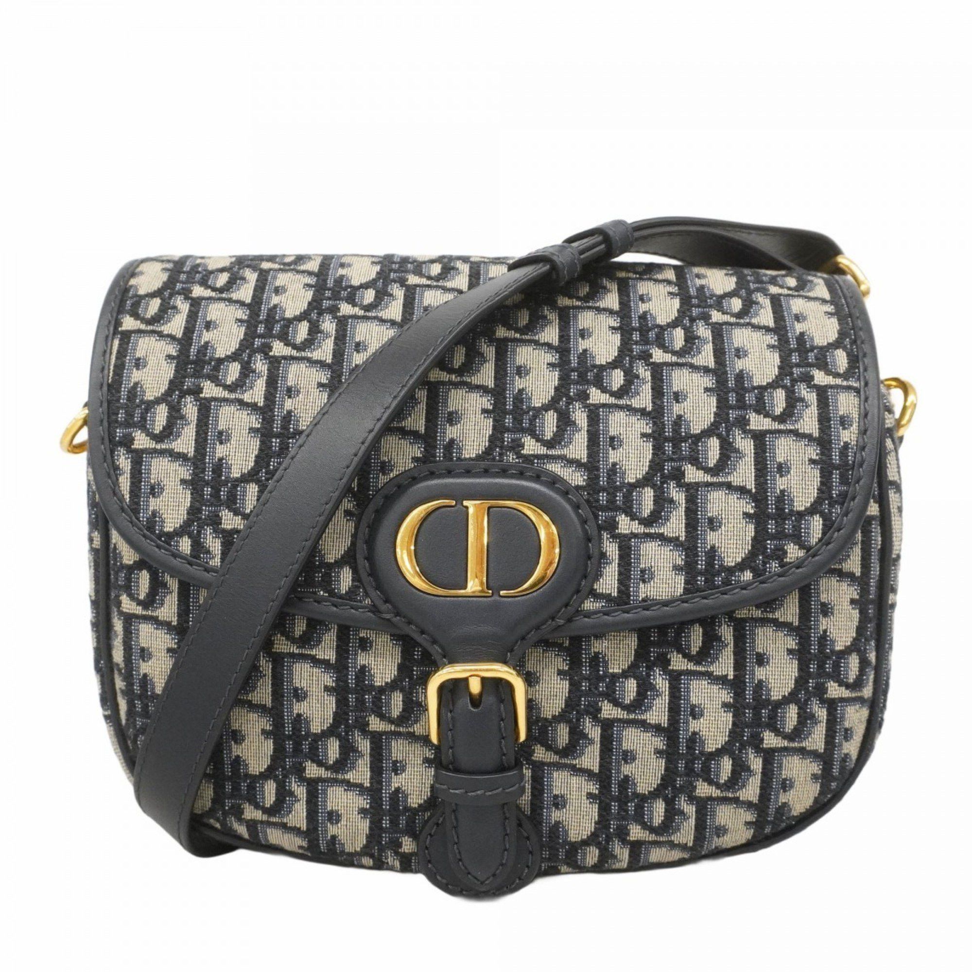 Christian Dior Shoulder Bag Trotter Canvas Beige Black Women's