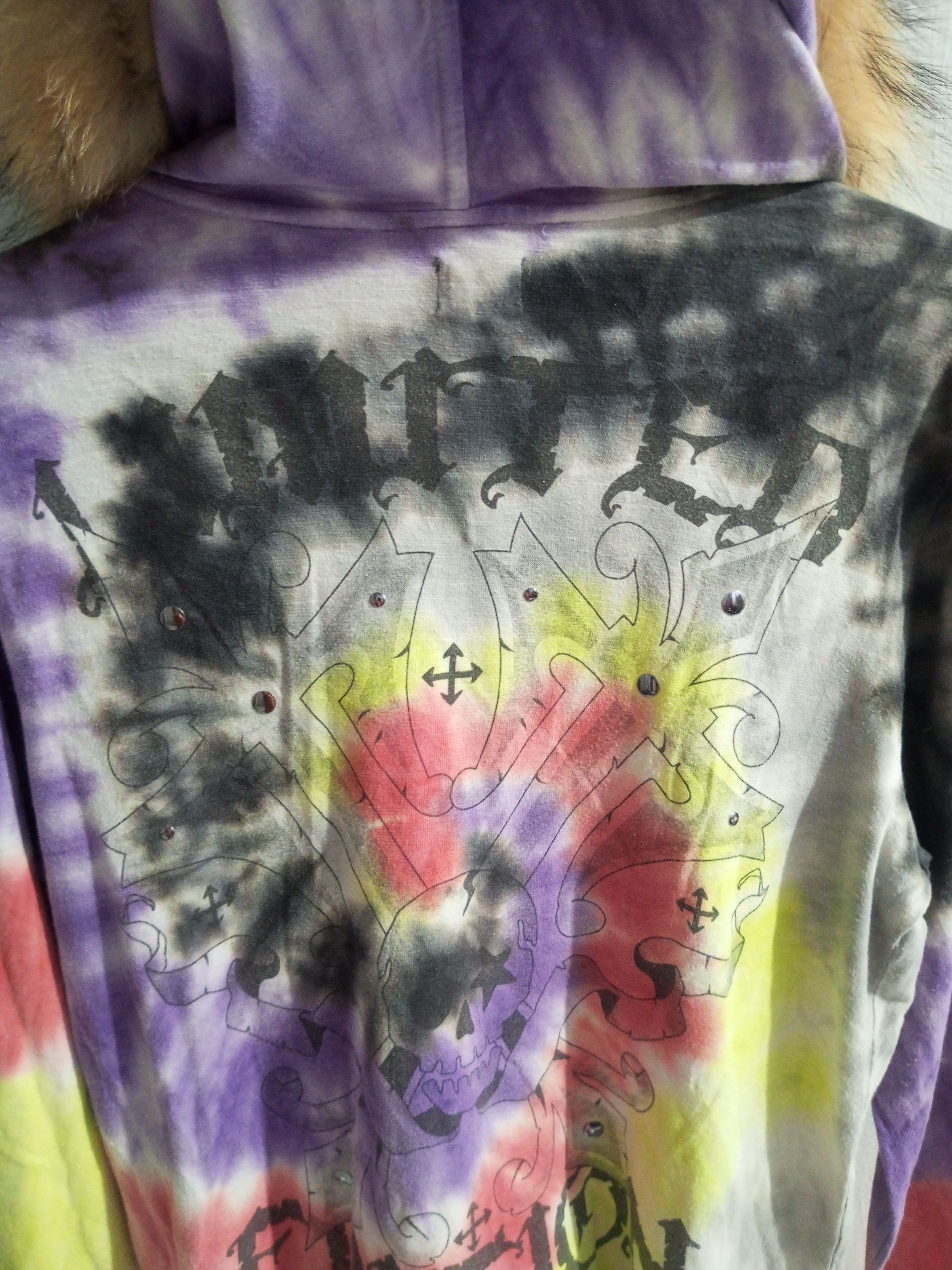 If Six Was Nine × Japanese Brand × Le Grande Bleu (L.G.B.) Vintage denim bar tie dye punk fur hoodie Size US L / EU 52-54 / 3 - 12 Thumbnail
