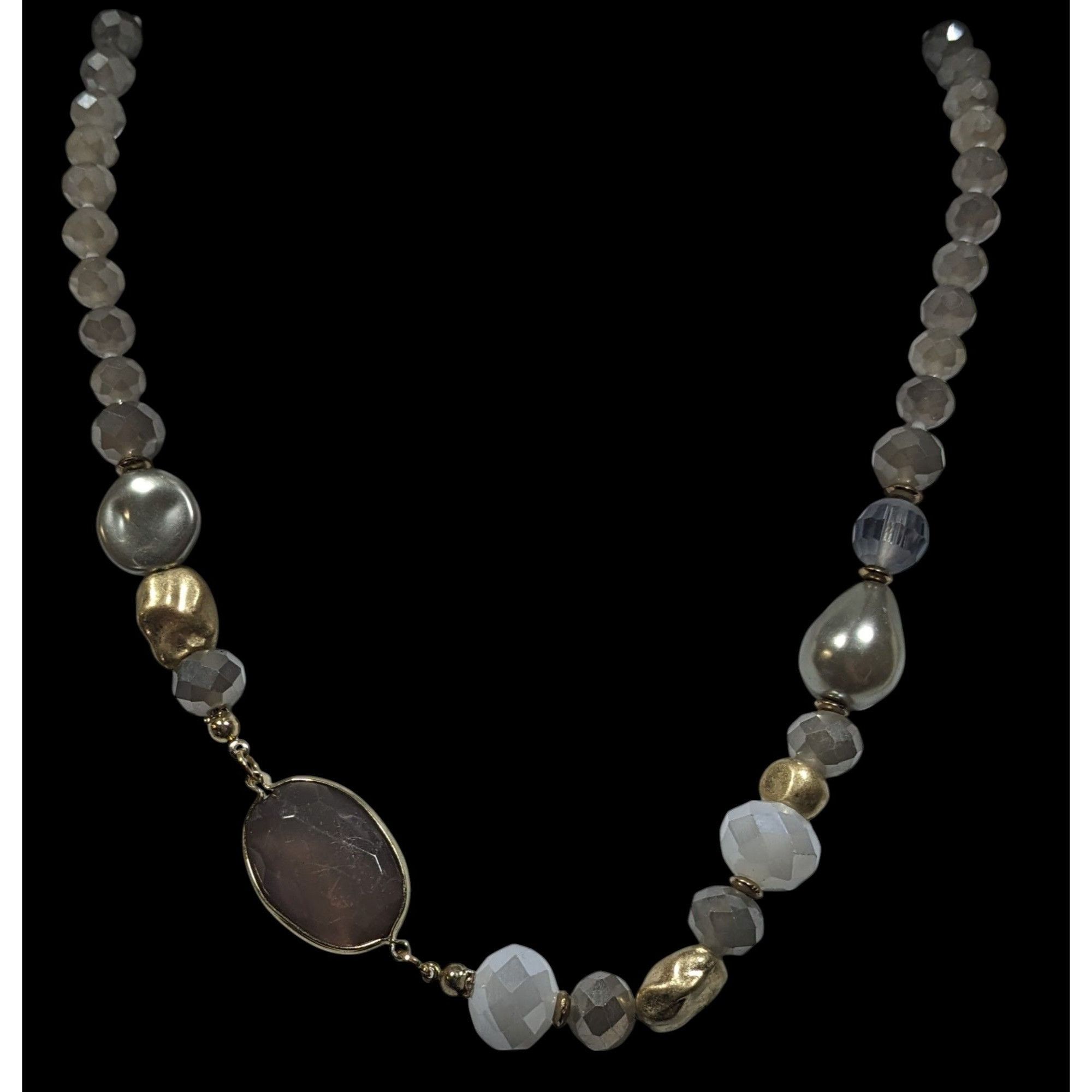 Other Bohemian Glam Asymmetrical Glass And Metal Beaded Necklace Size ONE SIZE - 2 Thumbnail