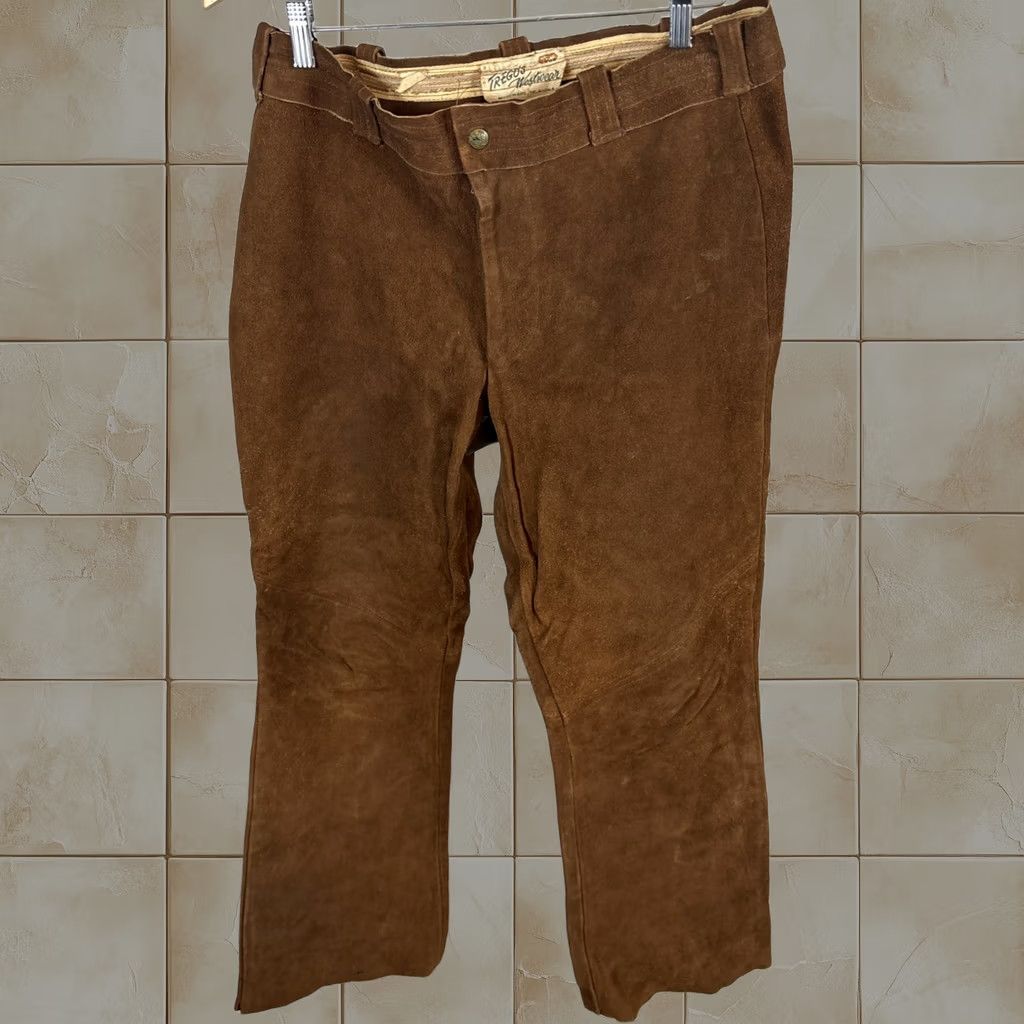 Vintage Tregos Westwear Pants Mens 32 Brown Suede Leather Riding Motorcycle Western, Men's
