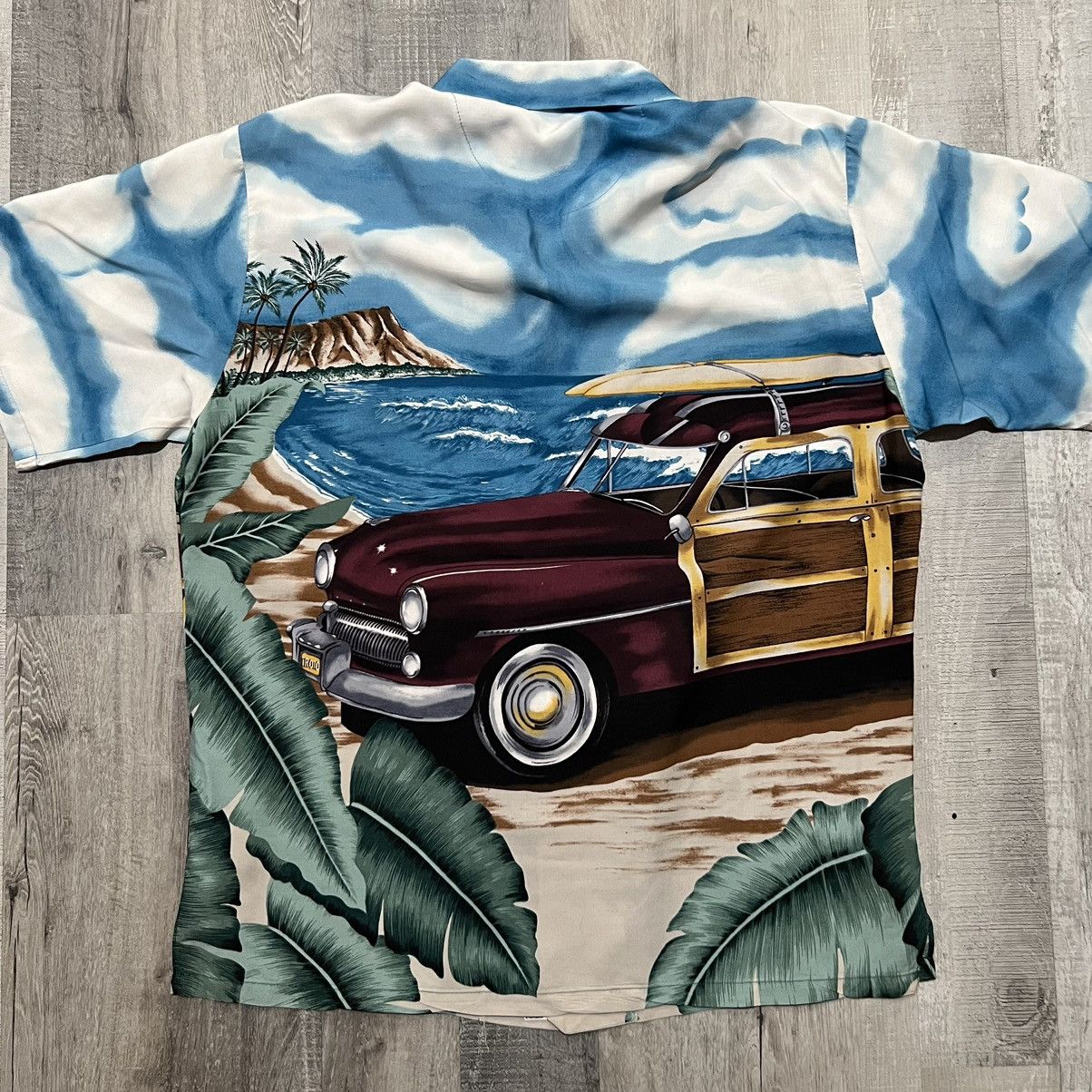 Tori Richard × Vintage VTG Tori Richard Hawaiian AOP Surf Rayon Woody Button Shirt Size US L / EU 52-54 / 3 - 3 Thumbnail