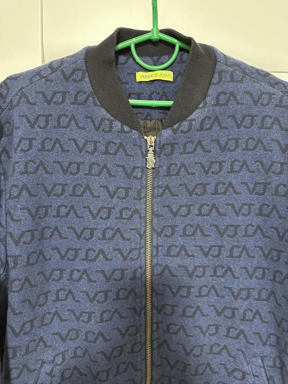 Versace Versace Bomber Jacket Wool Monogram Lampo Size US L / EU 52-54 / 3 - 8 Thumbnail