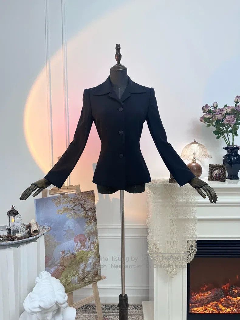 Hermes Business Casual Tailored Blazer Jacket Navy Blue