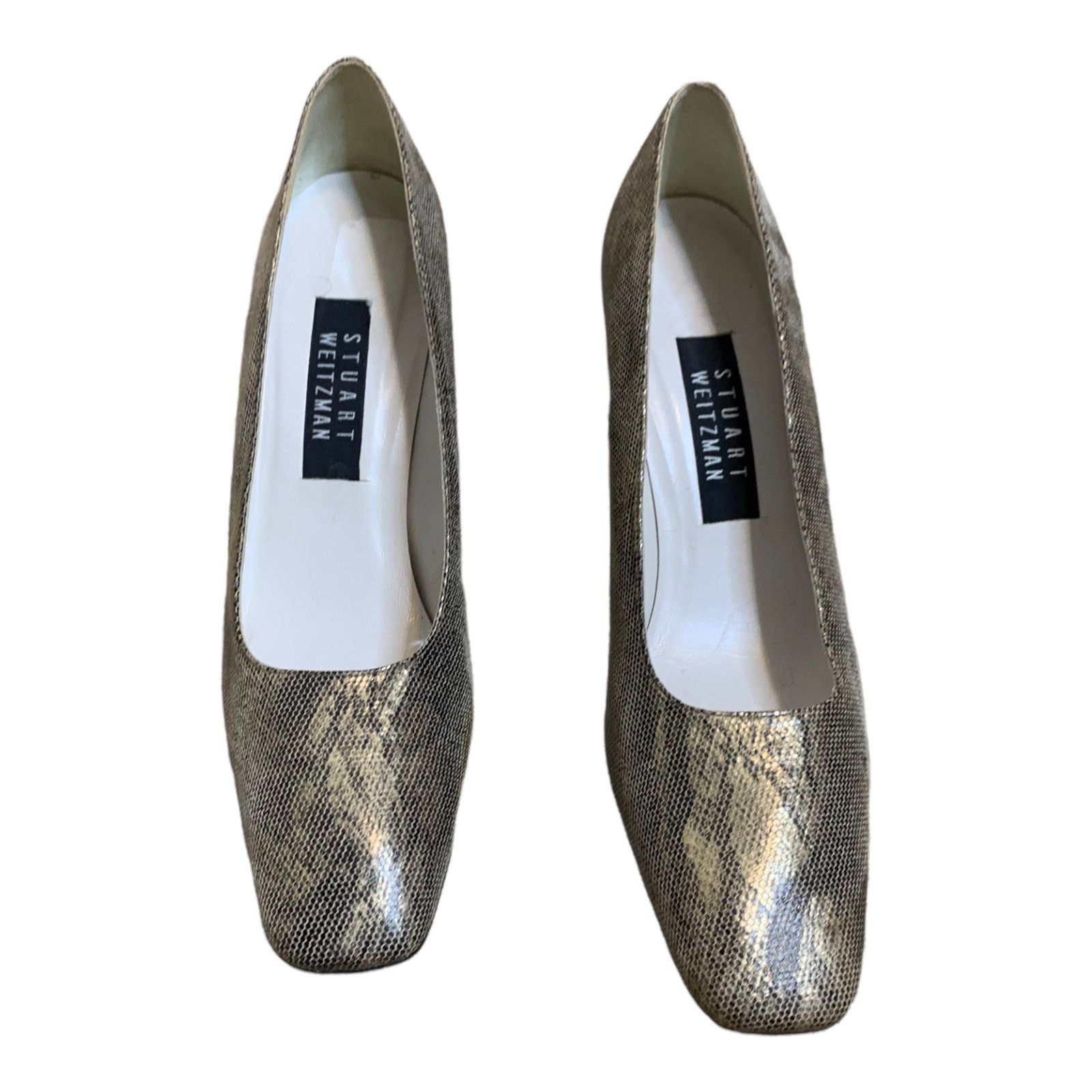 Stuart Weitzman Stuart Weitzman gold snake skin block heel shoes size 9 AA Size US 9 / IT 39 - 6 Thumbnail