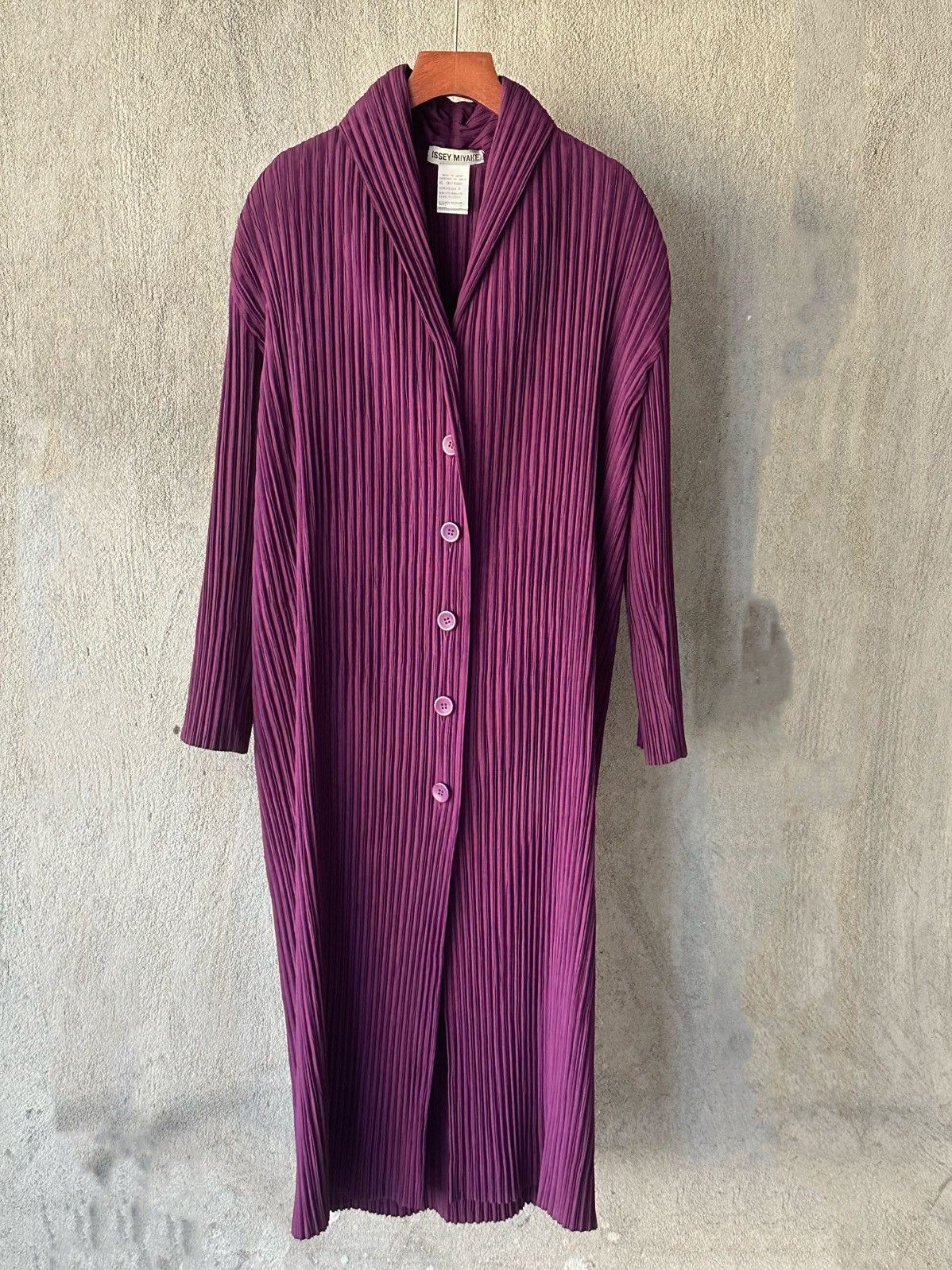 Rose-purple long cardigan coat
