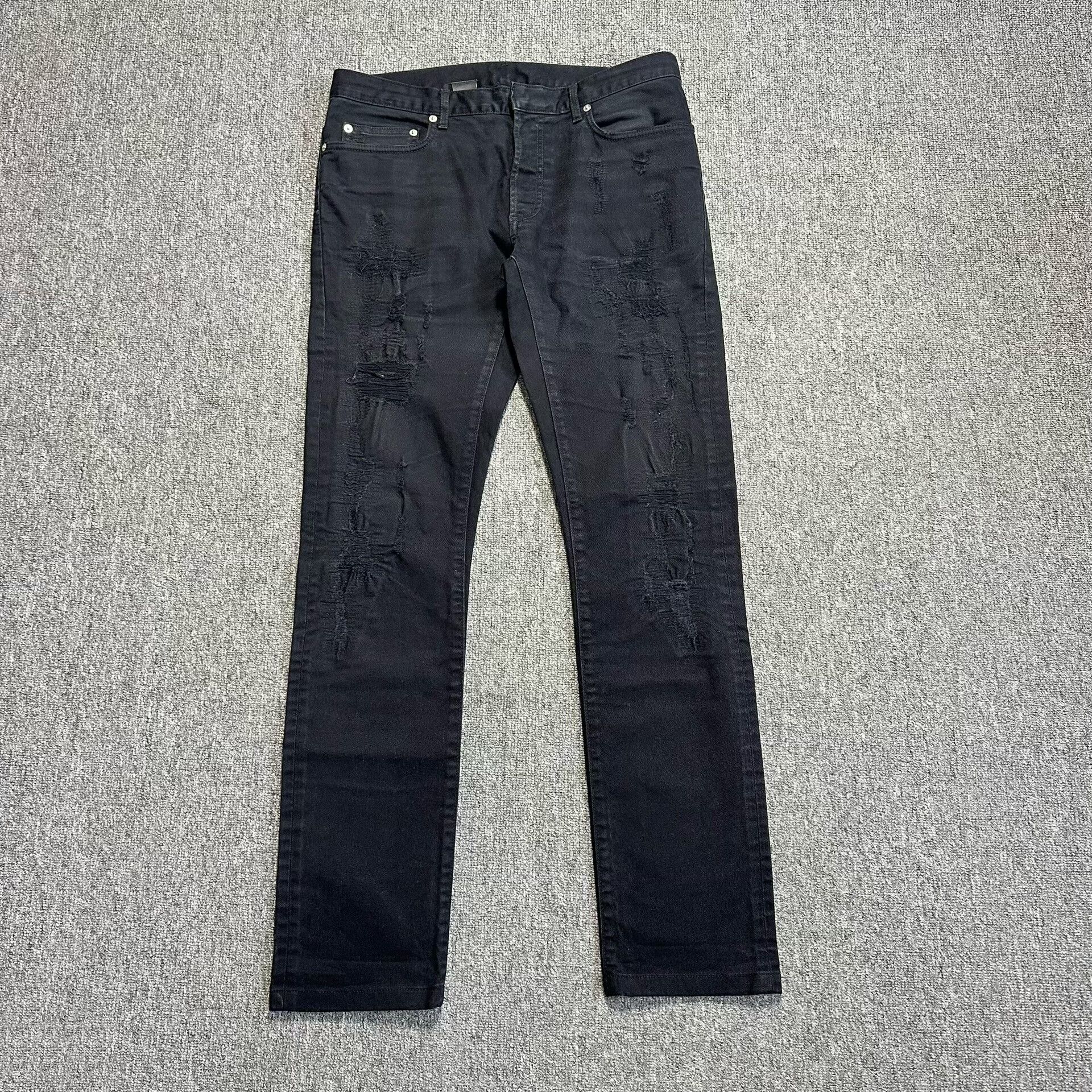 dior black distressed denim jeans