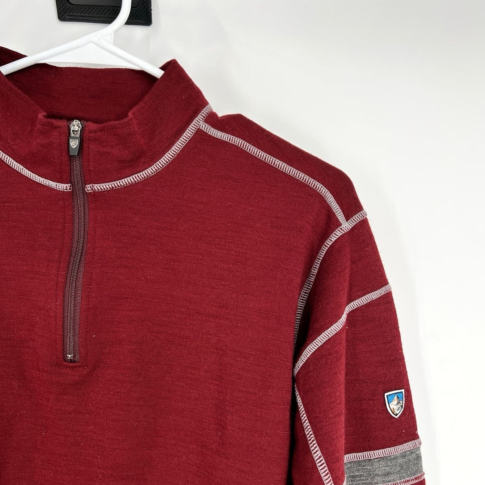 Vintage VINTAGE KÜHL Merino Wool 1/4 Zip Pullover Sweater Mens L Burgundy Outdoor - Flaw Size US L / EU 52-54 / 3 - 4 Thumbnail