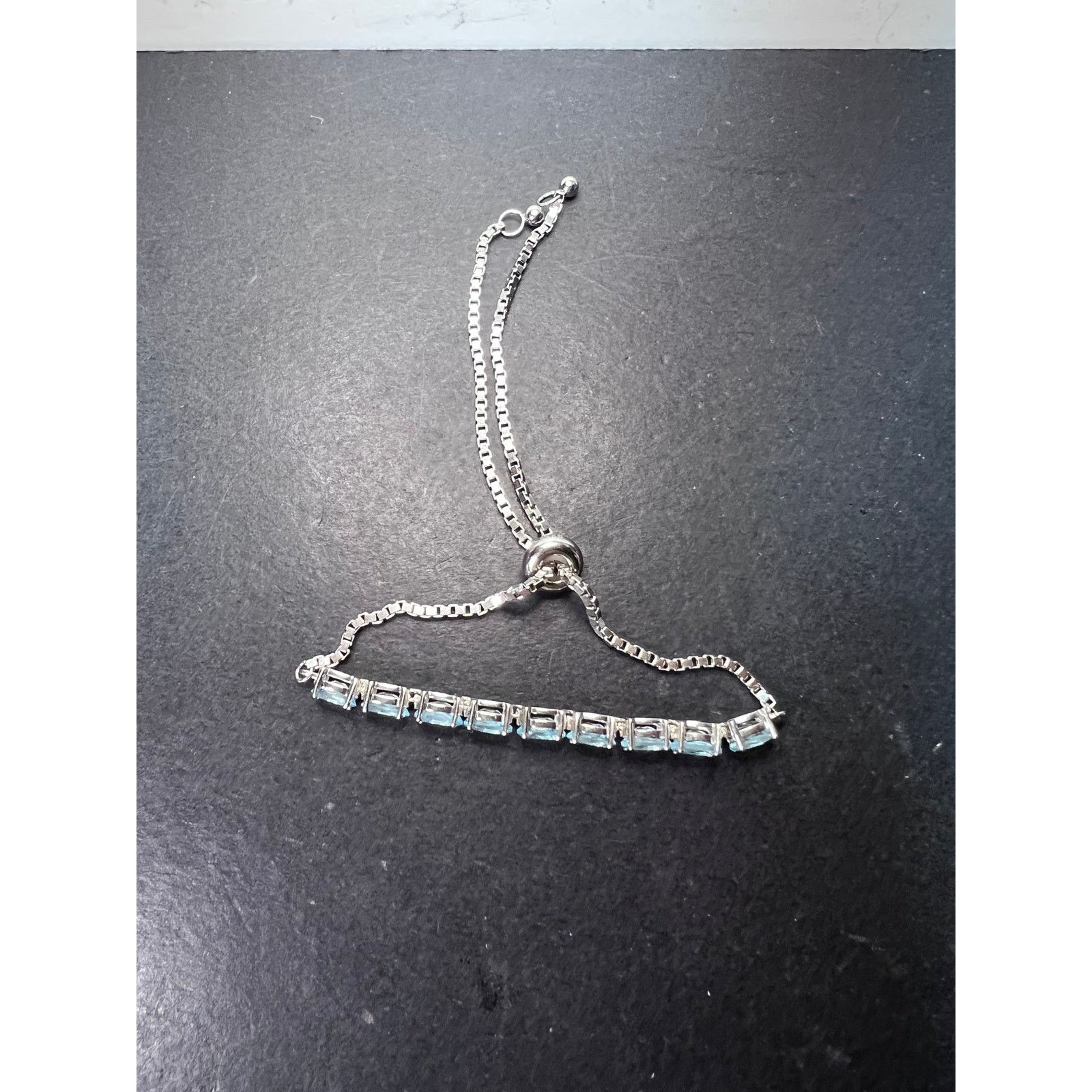 Other Blue Apatite Rhodium Over Sterling Silver Bolo Bracelet Size ONE SIZE - 5 Thumbnail