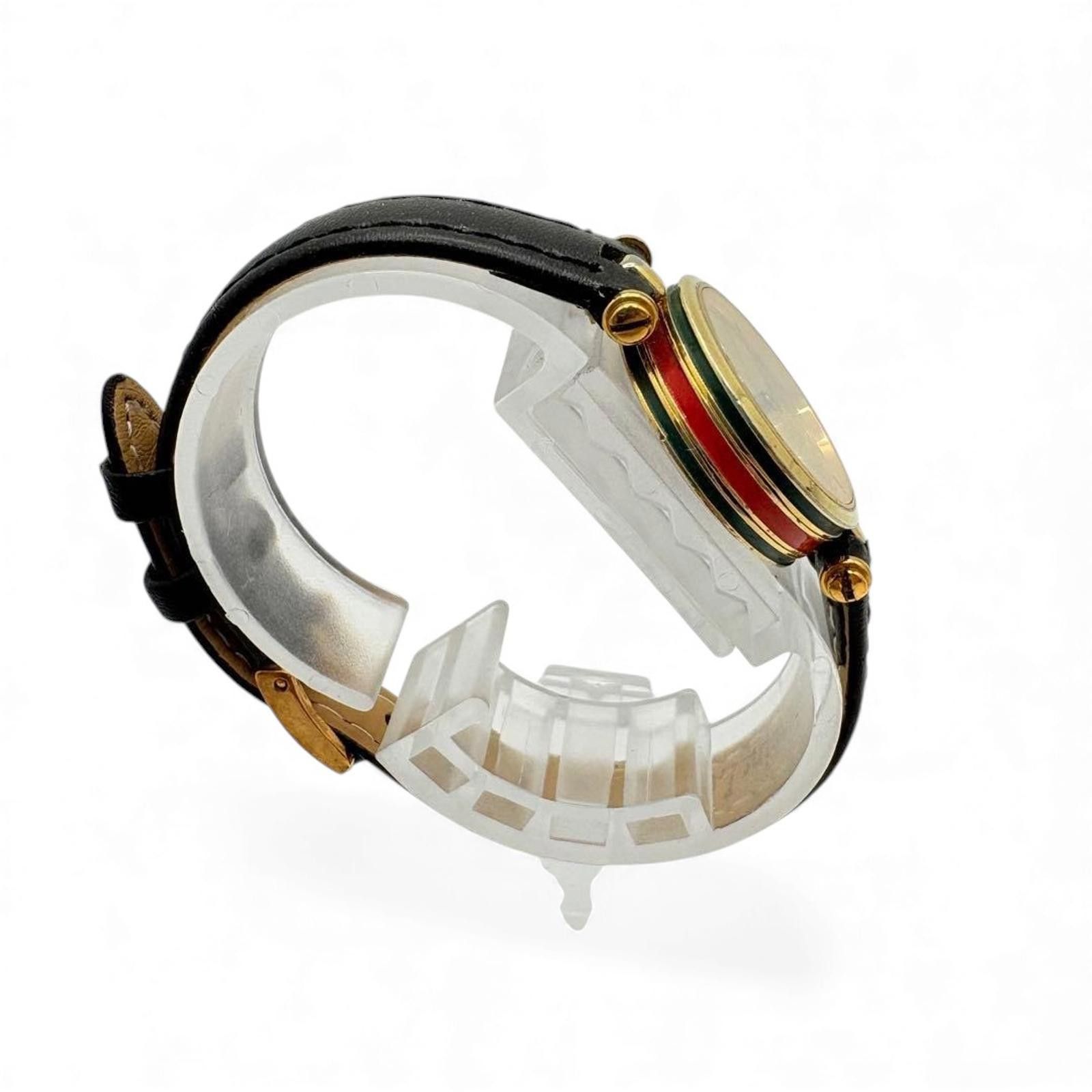 Gucci Gucci - Women Vintage Leather Strap Watch with Gold Size ONE SIZE - 5 Thumbnail