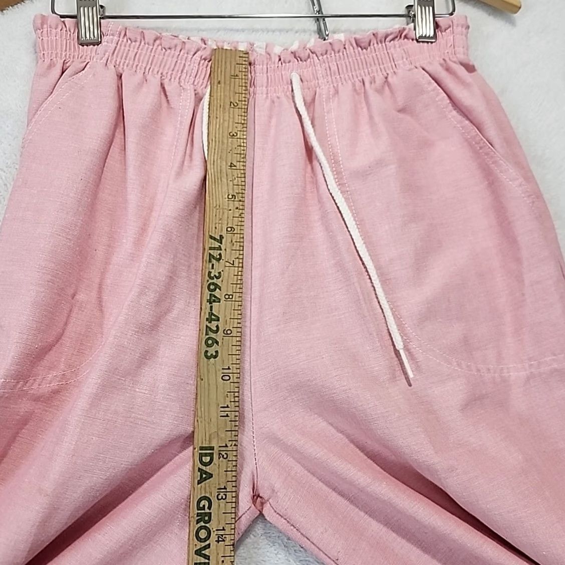 Pinko VINTAGE Cape Cod Pink Elastic Waist Comfort Beach Retro Pants Womens 10 Straight Leg High Rise Cotton Blend Size 32" / US 10 / IT 46 - 7 Thumbnail