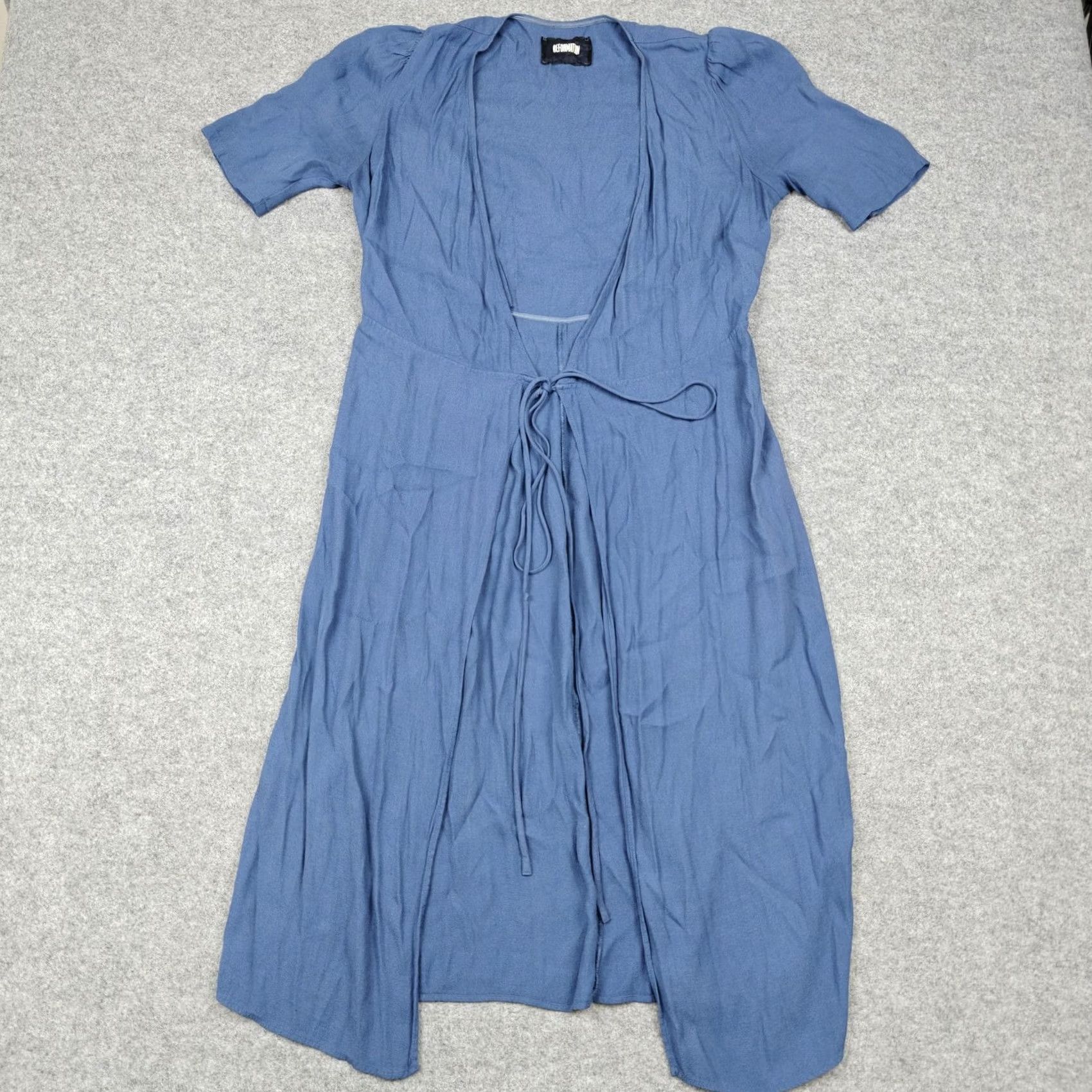 Reformation Reformation Womens M Blue Wrap Puff Sleeve Belted Midi V Neck Sundress Size M / US 6-8 / IT 42-44 - 2 Thumbnail