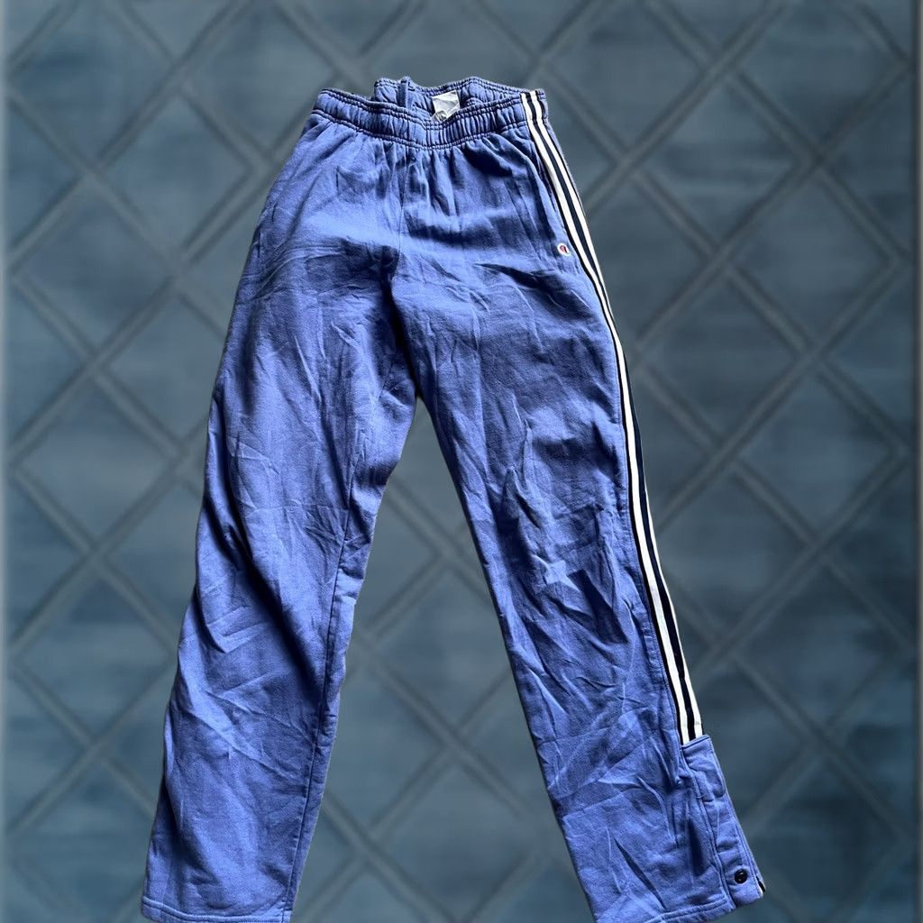 Champion Champion Sweatpants Med Blue Straight Striped Logo Authentic Men's W/ Pocket Size US 31 - 1 Thumbnail
