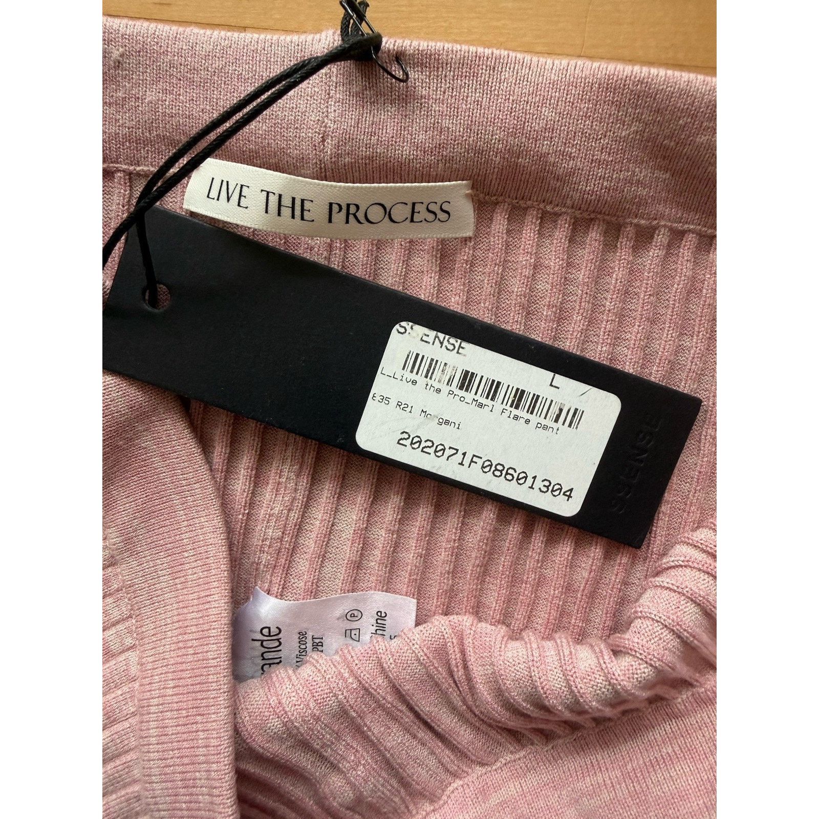 Live The Process NWT Live The Process Dusty Rose Pink Ribbed Flare Pants L Size 29" - 4 Thumbnail
