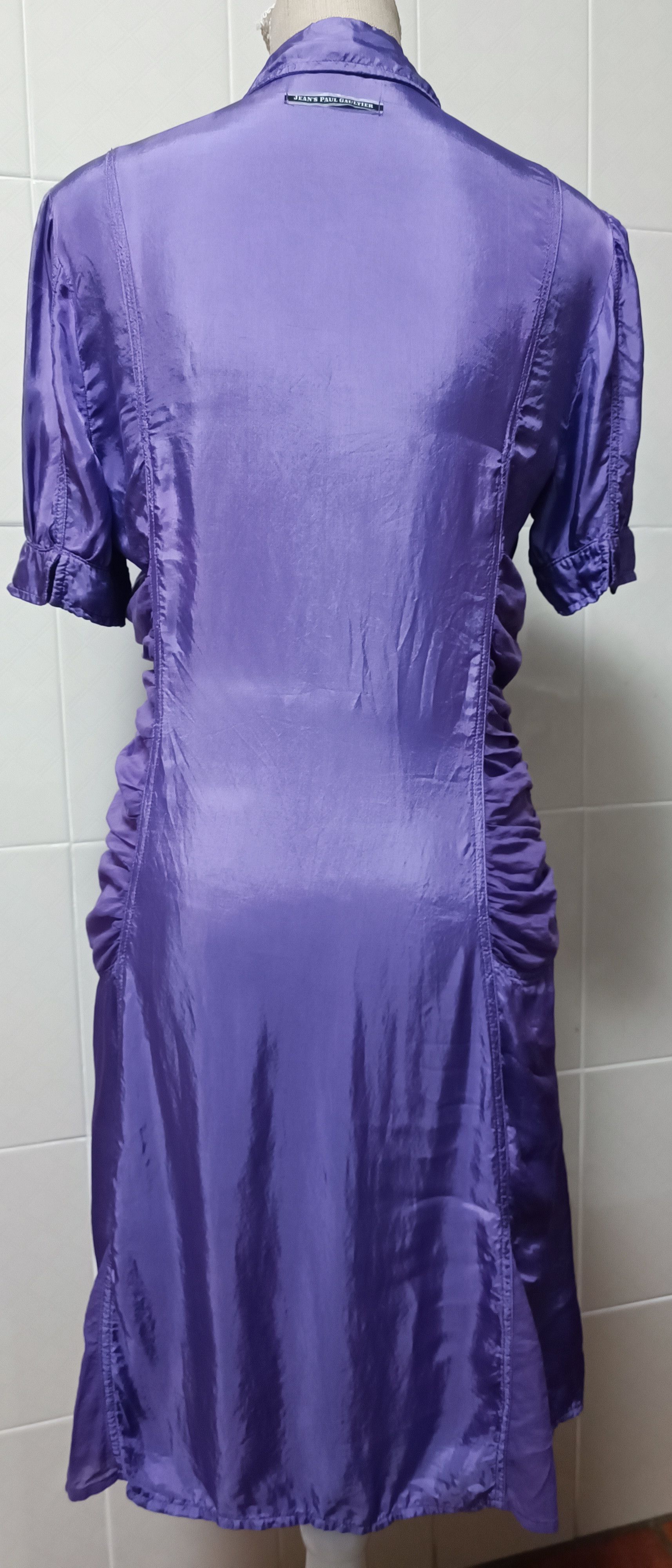 Jean Paul Gaultier Purple satin dress, with draped material Size M / US 6-8 / IT 42-44 - 14 Thumbnail