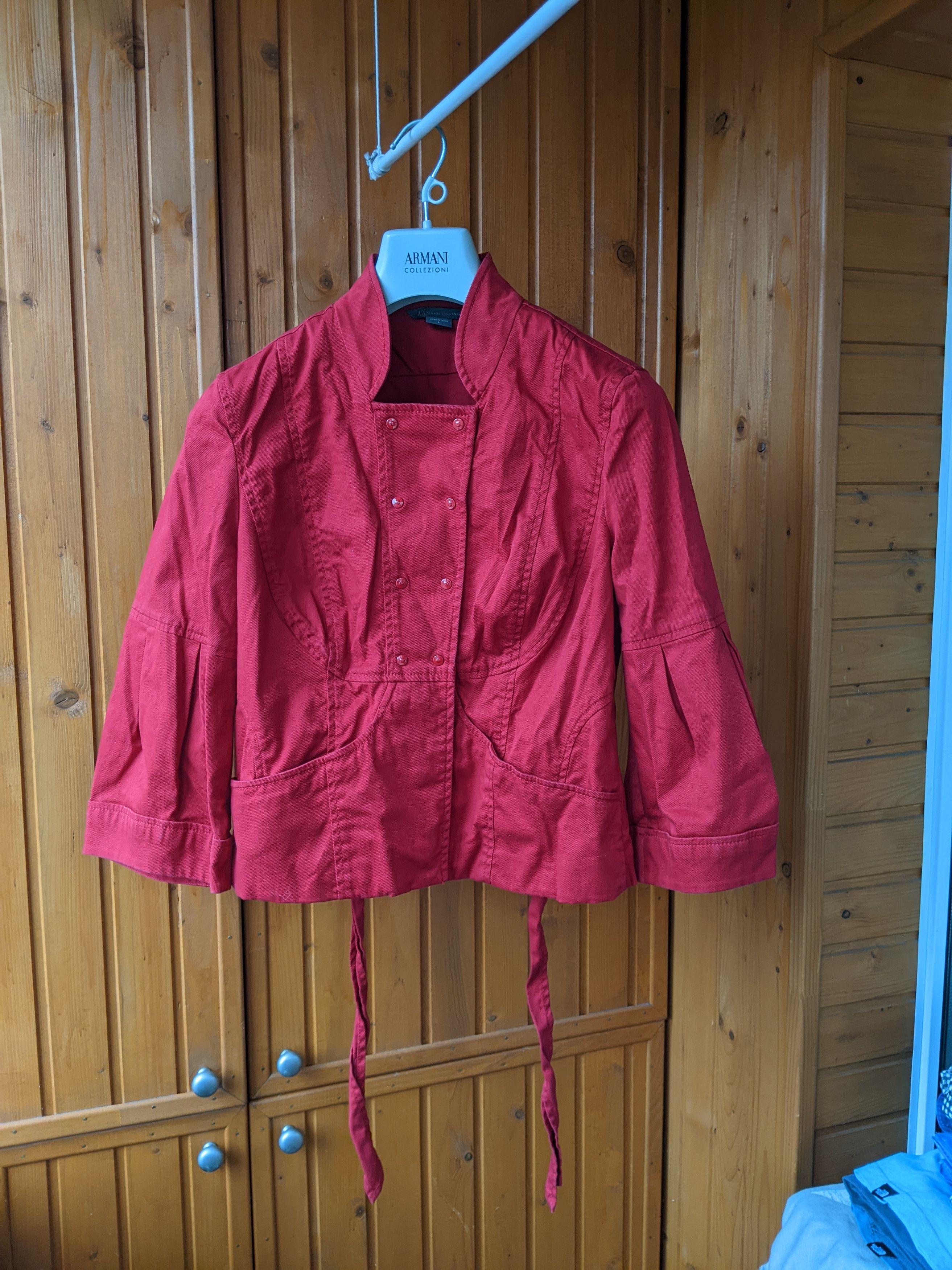 Armani Armani Exchage Red Denim Jacket Kimono Blazer Rundholz Dip Size L / US 10 / IT 46 - 3 Thumbnail