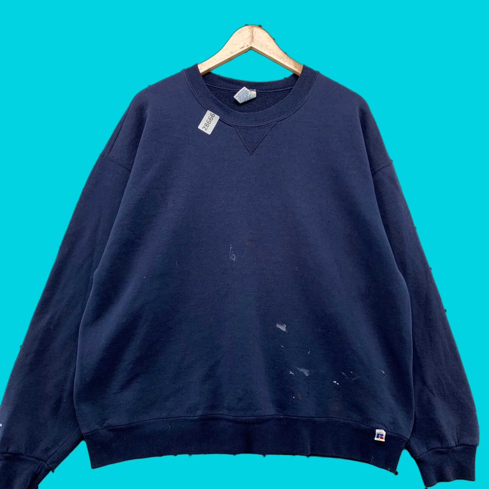 Russell Athletic VINTAGE Russell Athletic Sweatshirt Crewneck XL Men Blue 90s Distressed Paint Pullover Sweatshirt Size US XL / EU 56 / 4 - 1 Thumbnail