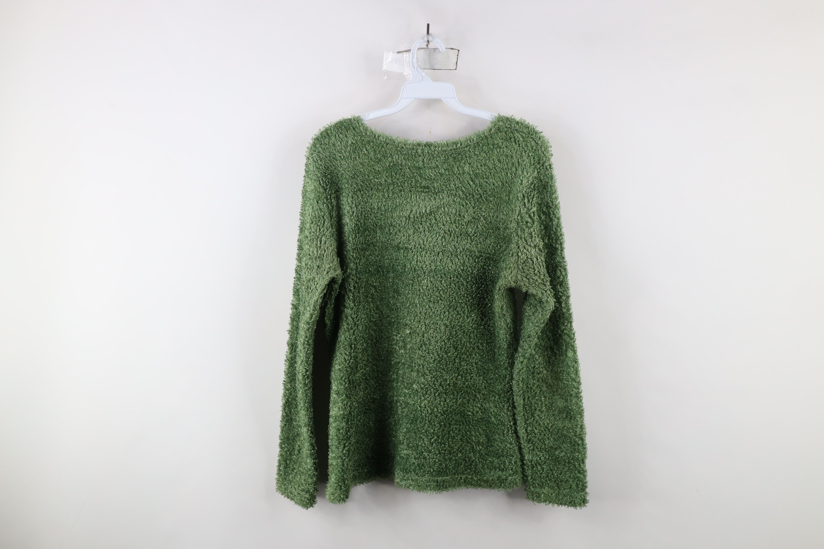 Vintage Vintage 90s Y2K Streetwear Babydoll Fuzzy Shag Sweater Green Size L / US 10 / IT 46 - 7 Thumbnail
