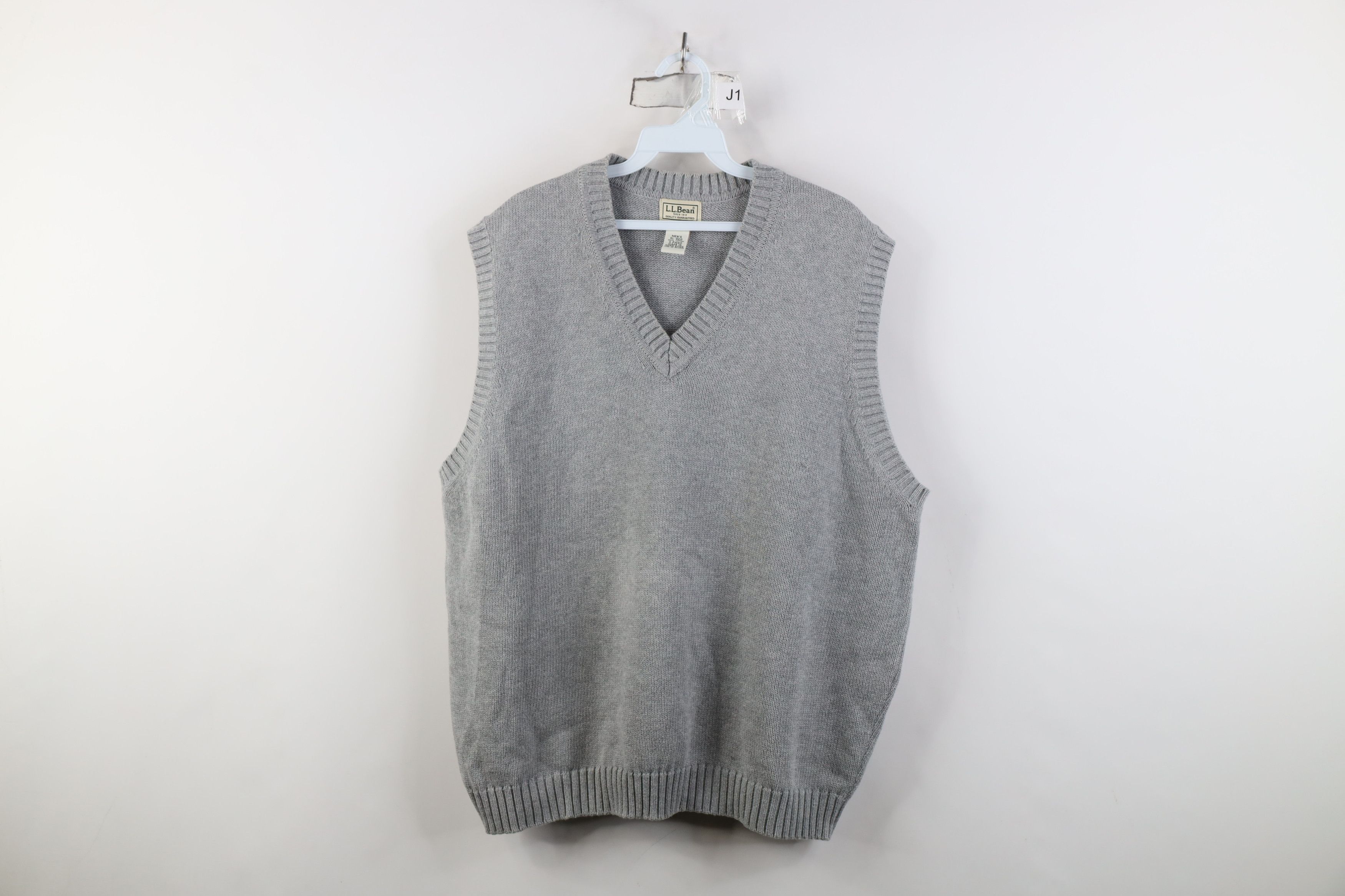 L.L. Bean Vintage 90s LL Bean Cotton Knit V-Neck Sweater Vest Gray Size US XL / EU 56 / 4 - 1 Thumbnail