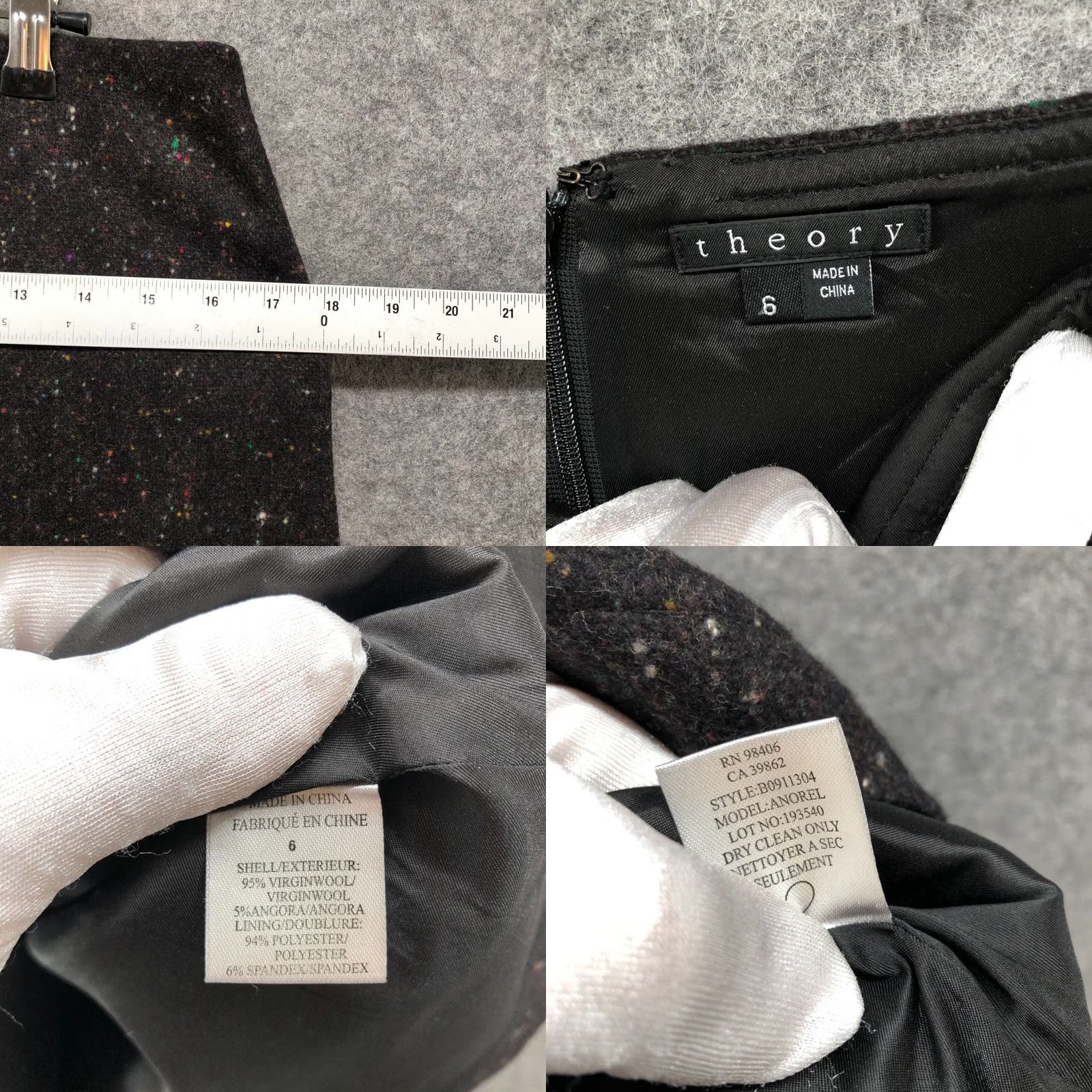 Theory Theory Skirt Womens 6 Brown Speckled A-Line Wool Blend Career Size 28" / US 6 / IT 42 - 8 Thumbnail