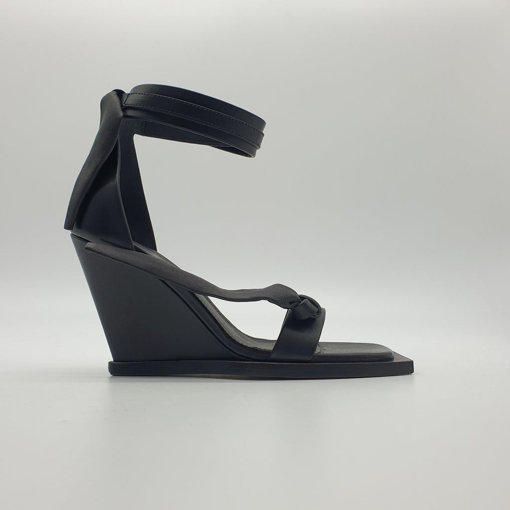 RICK OWENS iridescent leather wedges 40